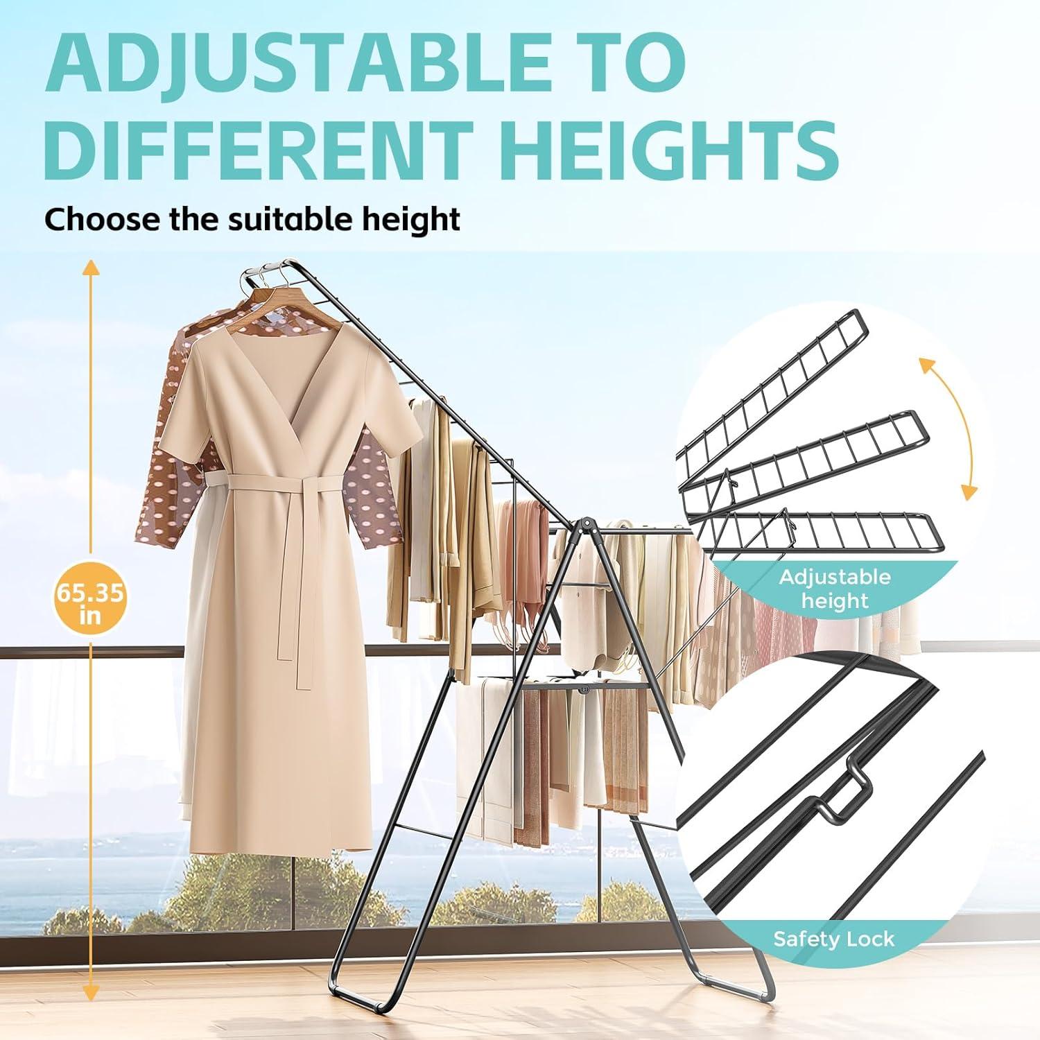 Estante para Secar Ropa APEXCHASER Plegable Ajustable 178 cm