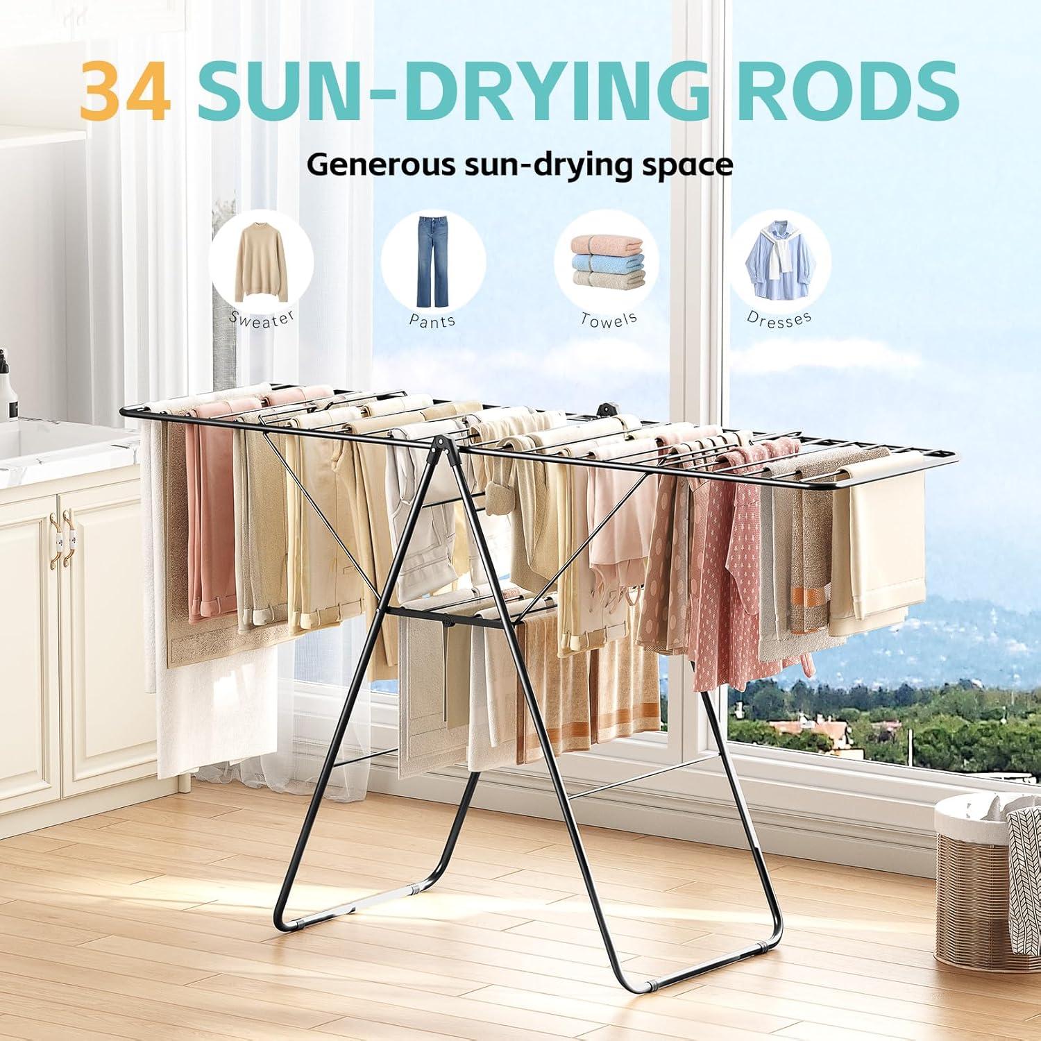 Estante para Secar Ropa APEXCHASER Plegable Ajustable 178 cm