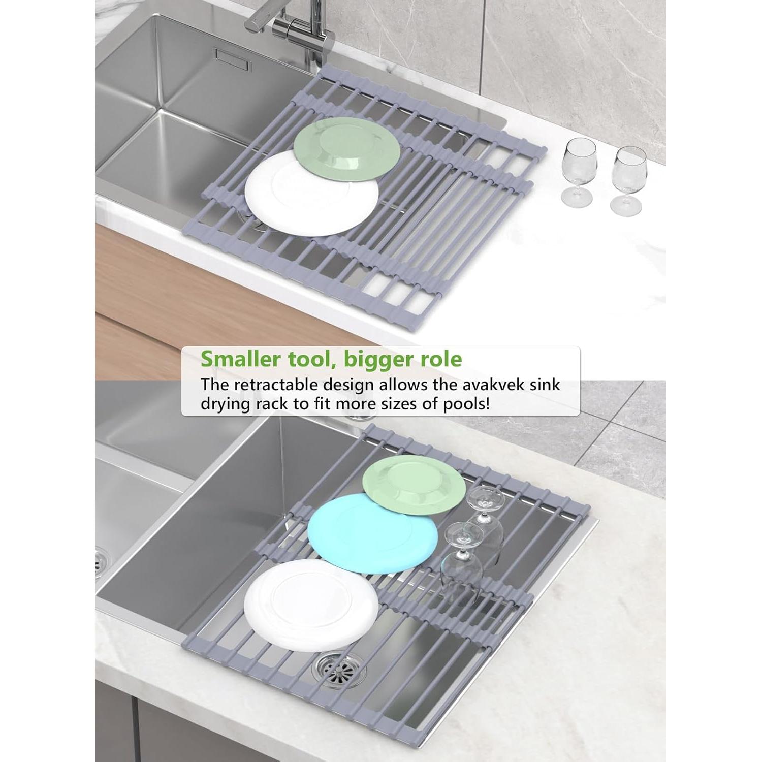 Escurridor de Platos Plegable Avakvek Gris 33.4-57 cm Silicona