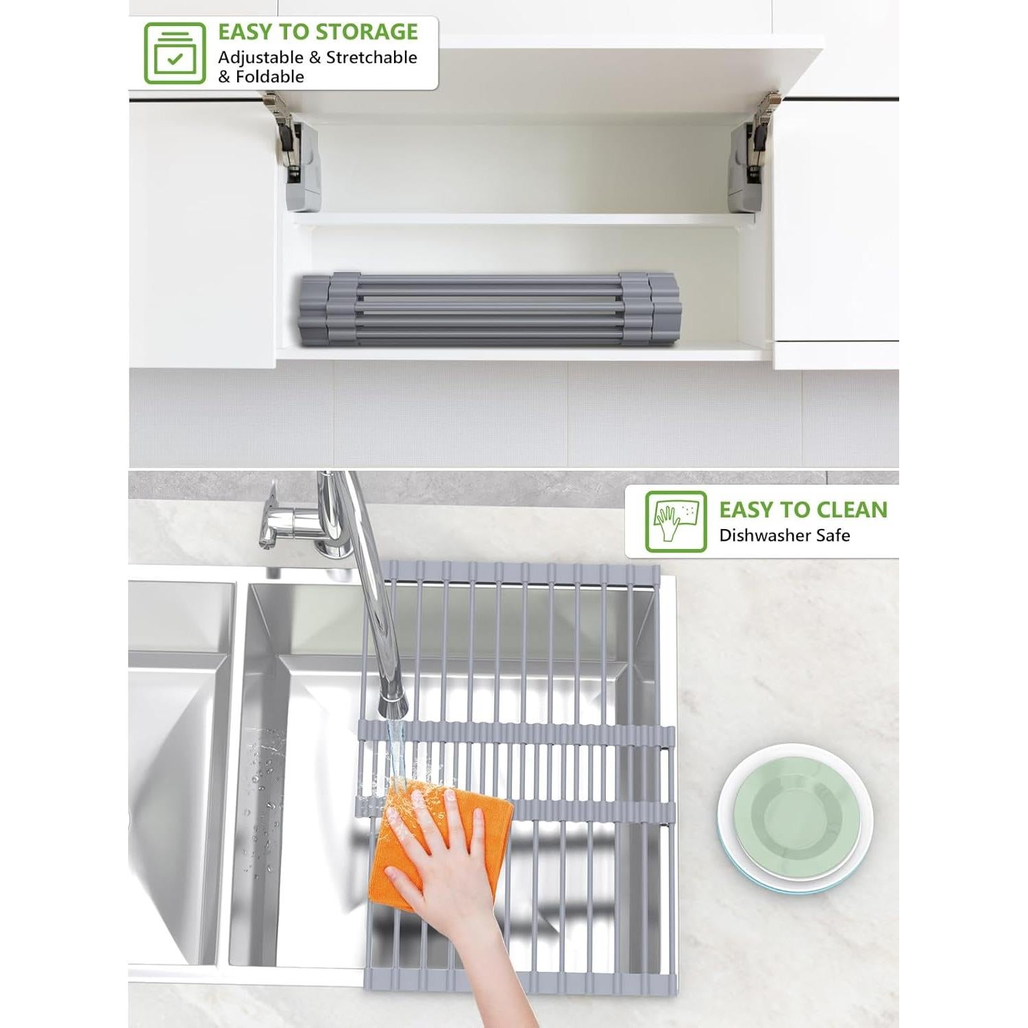 Escurridor de Platos Plegable Avakvek Gris 33.4-57 cm Silicona