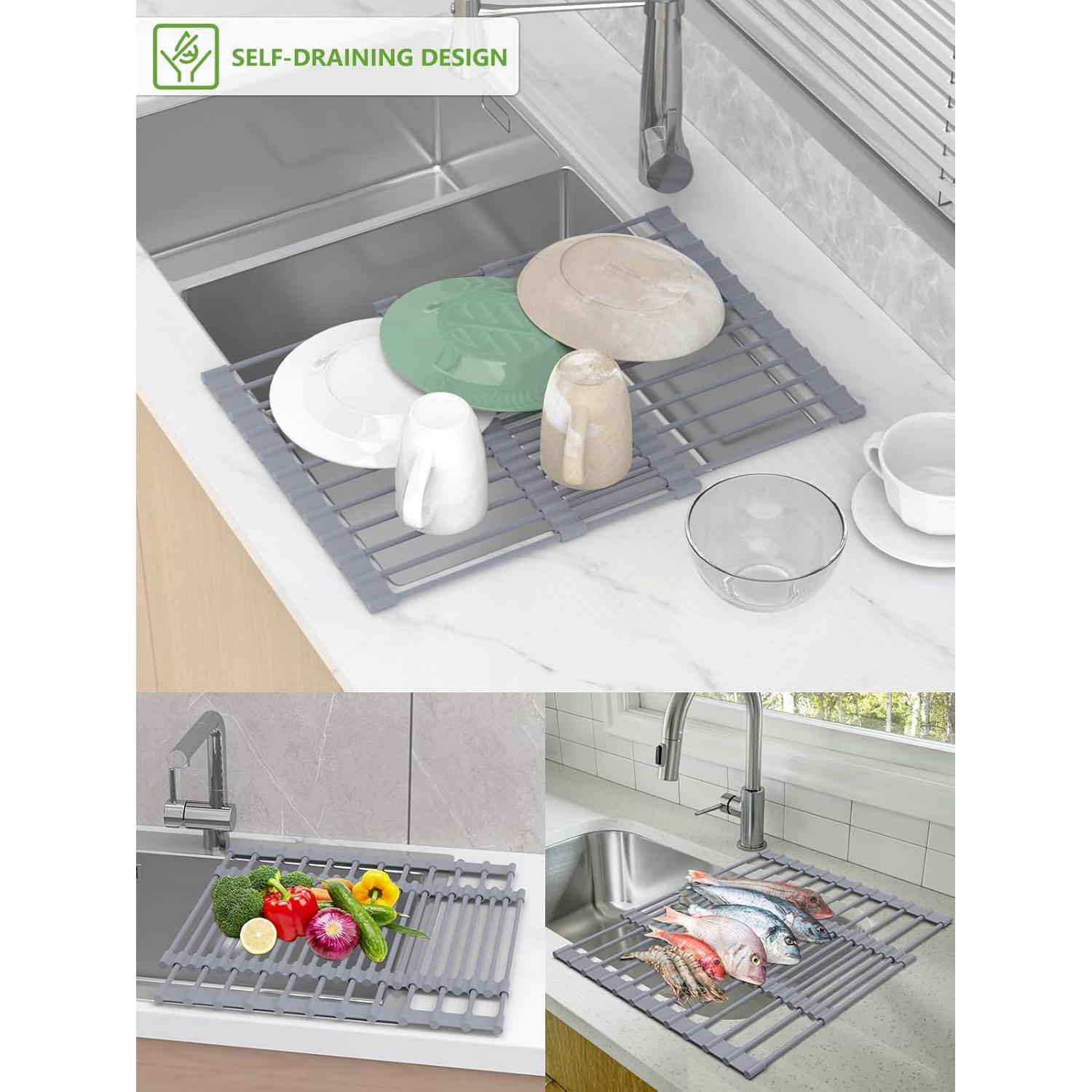 Escurridor de Platos Plegable Avakvek Gris 33.4-57 cm Silicona