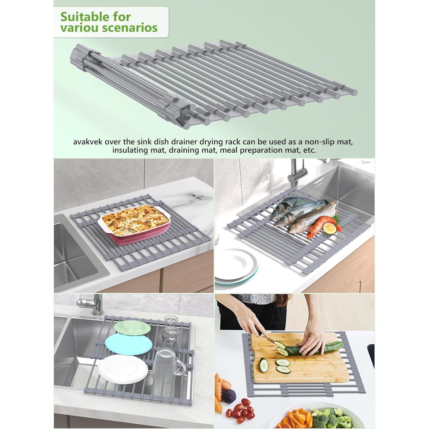 Escurridor de Platos Plegable Avakvek Gris 33.4-57 cm Silicona