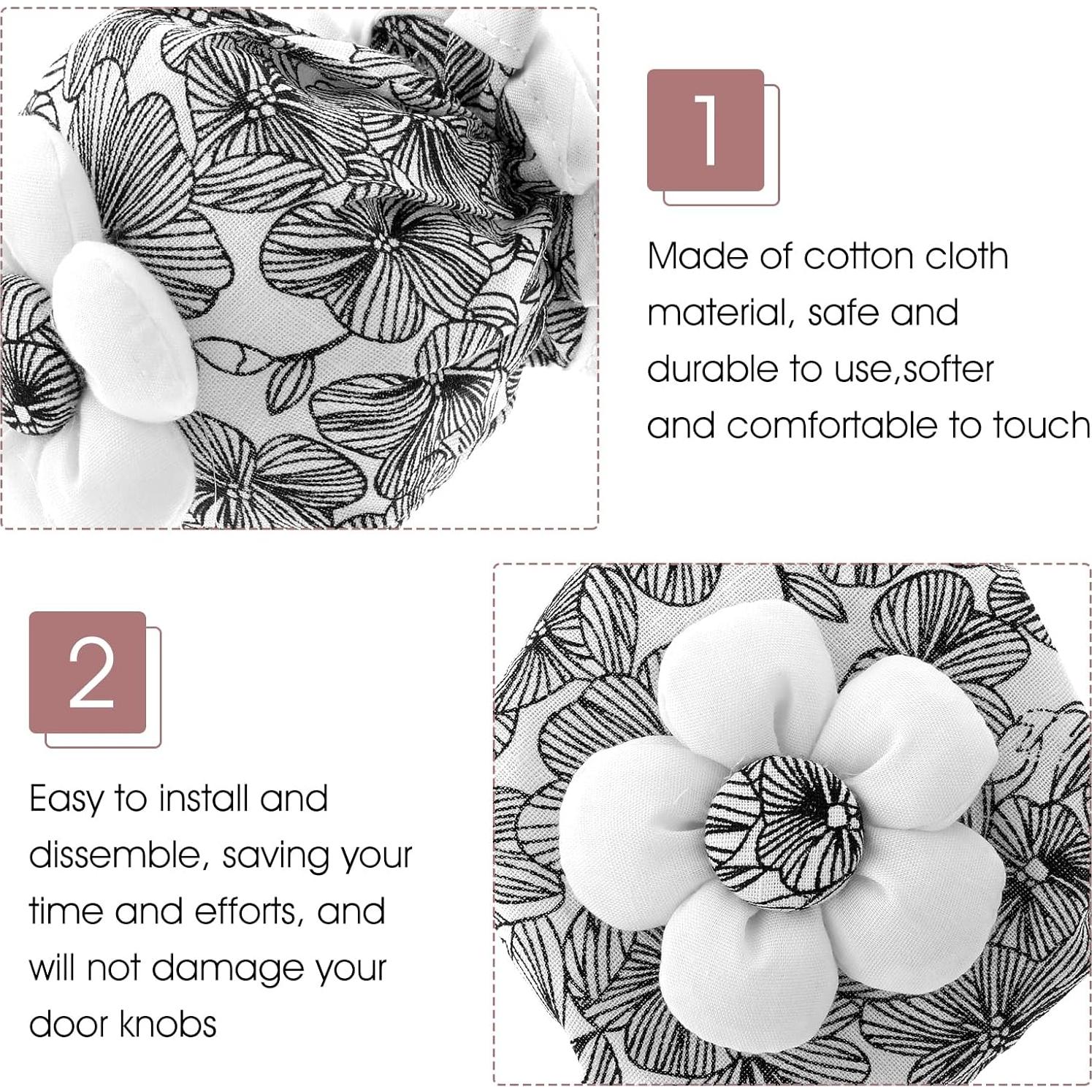 2 Fundas de Perilla de Puerta TIESOME Algodón Floral Negro