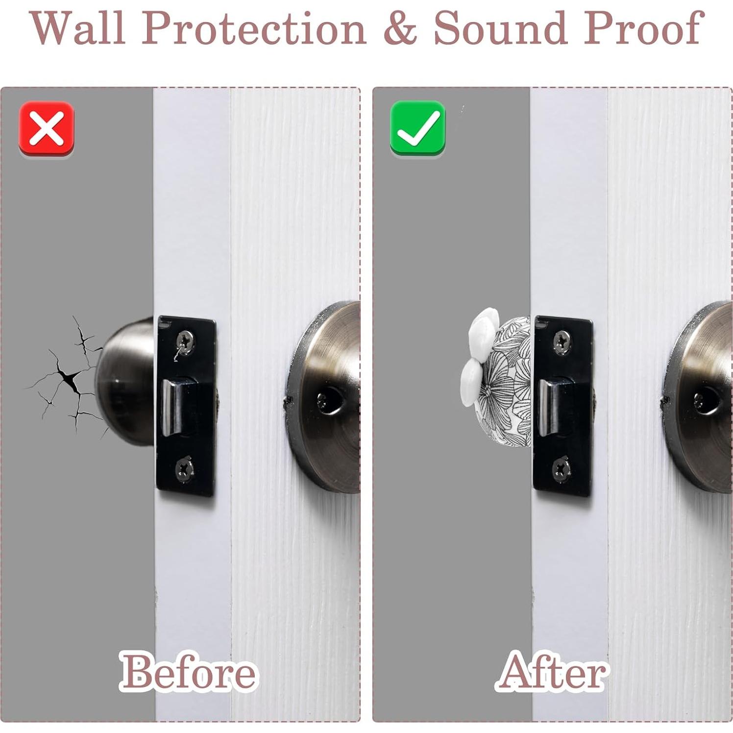 2 Fundas de Perilla de Puerta TIESOME Algodón Floral Negro