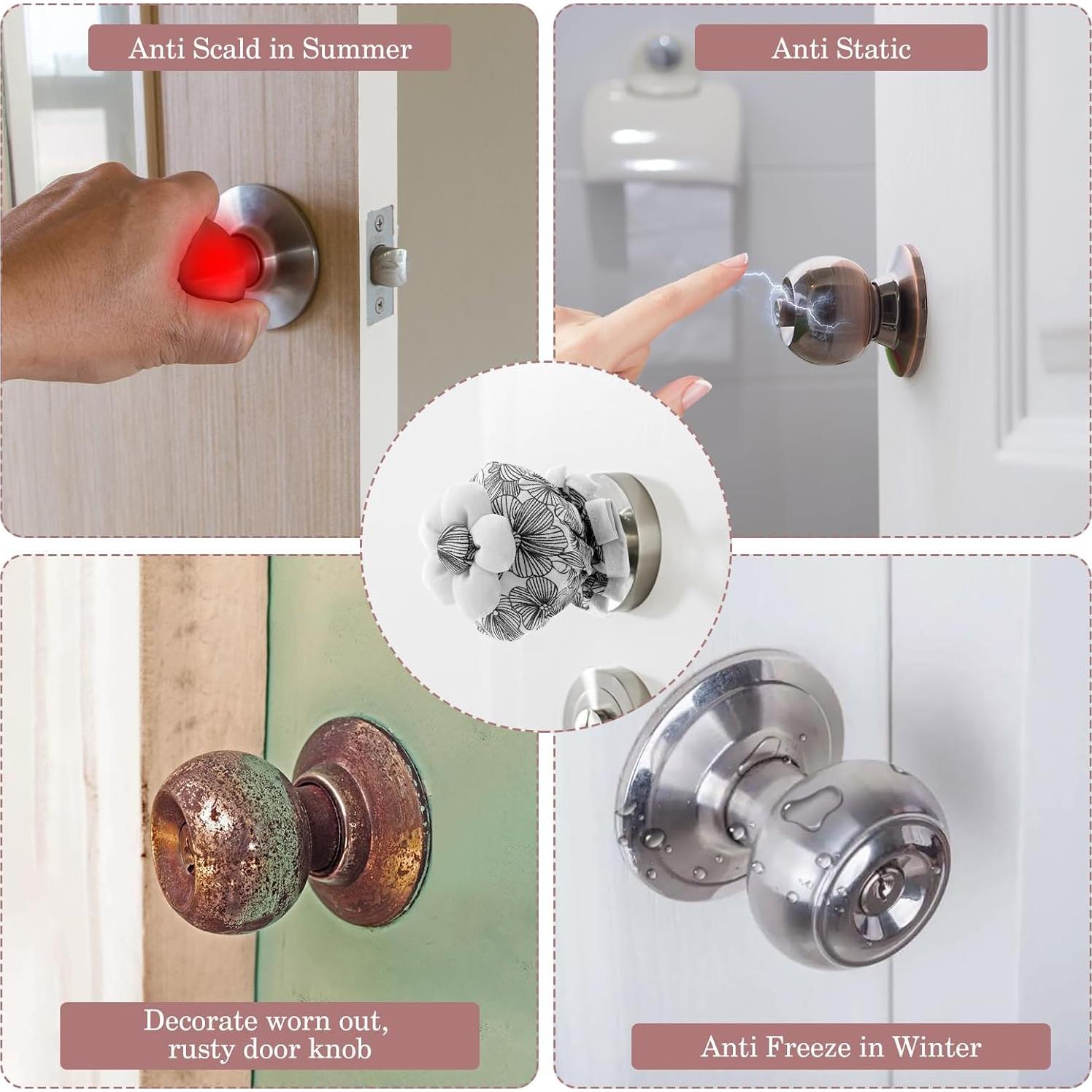 2 Fundas de Perilla de Puerta TIESOME Algodón Floral Negro