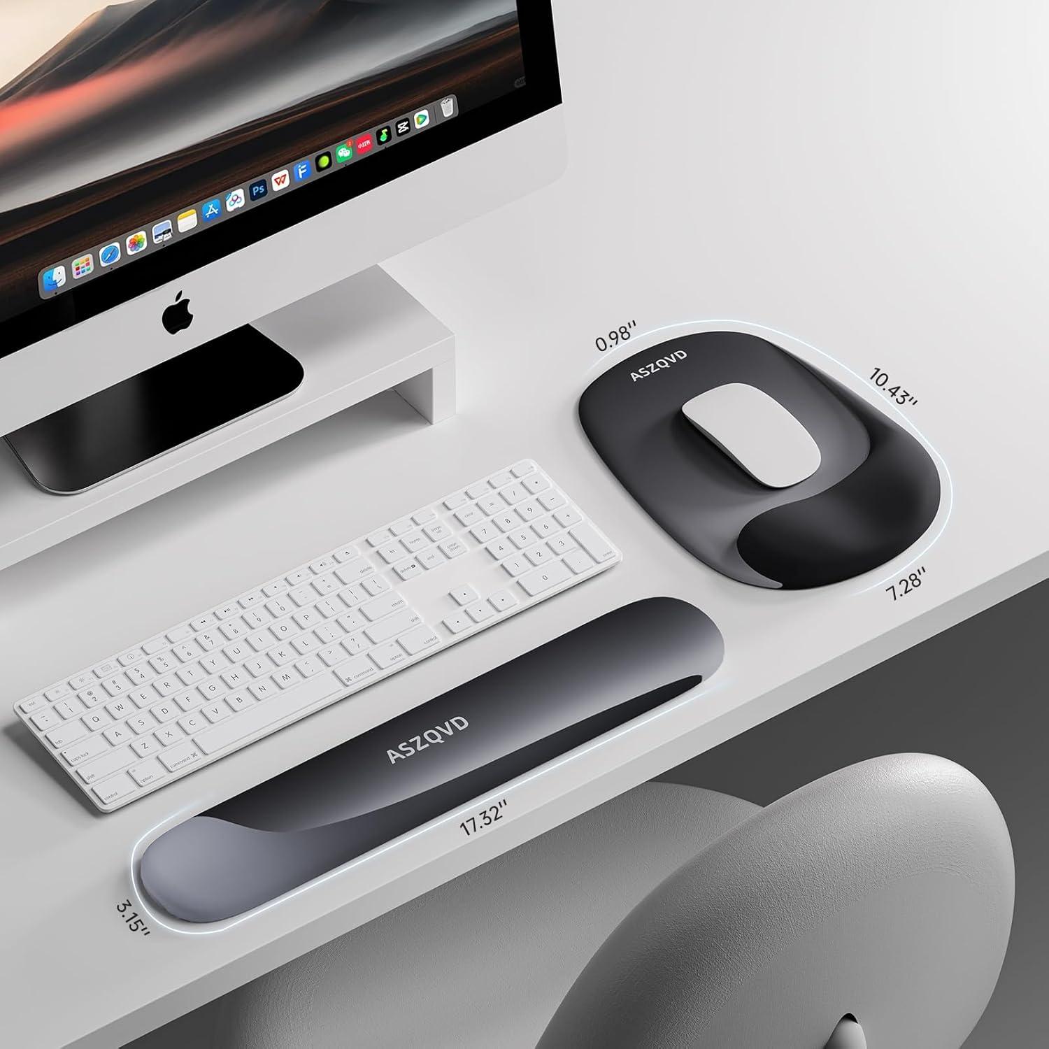 Alfombrilla de Mouse y Teclado Ergonomica Aszqvd con Reposamuñecas