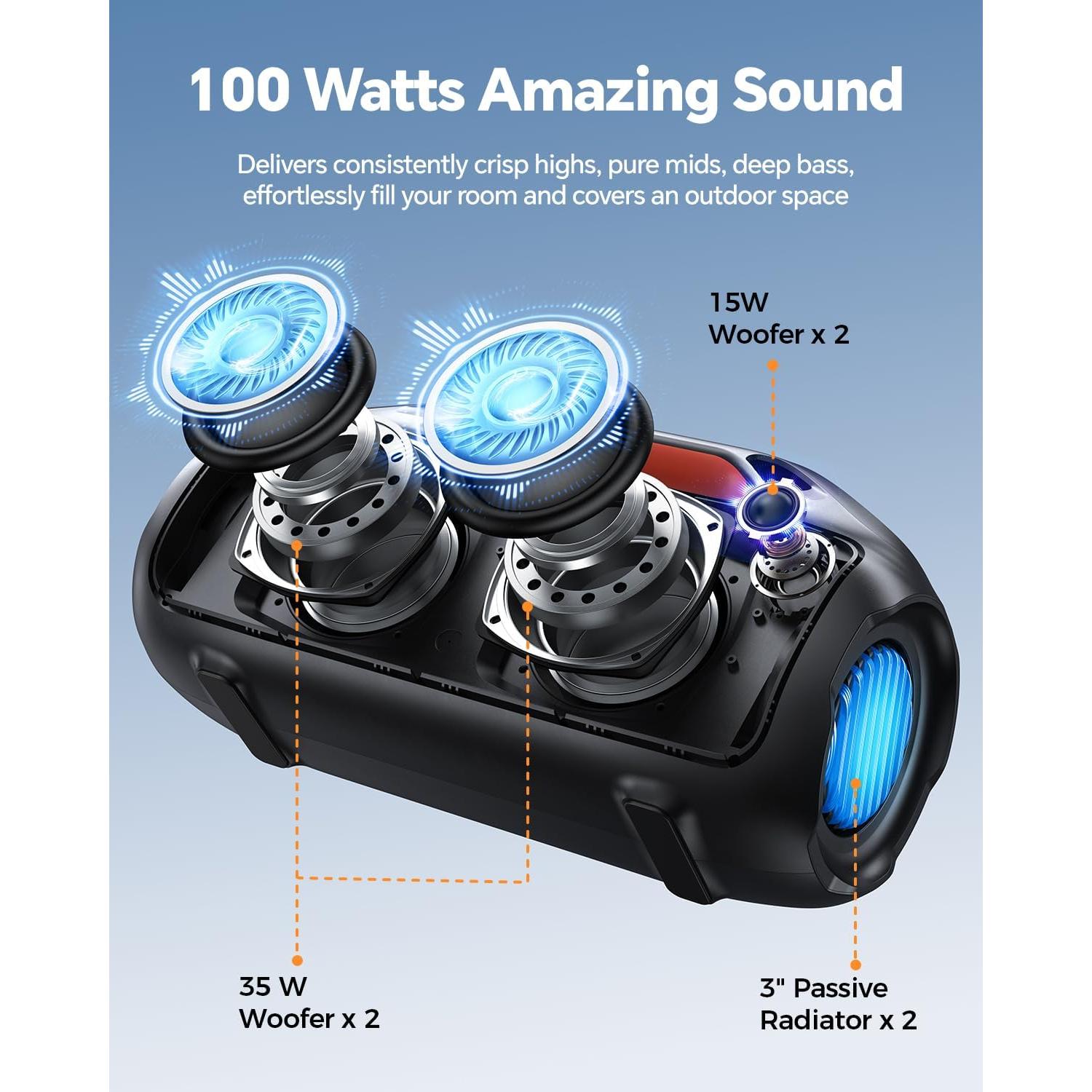 Altavoz Bluetooth 100W dbsono F29MAX Impermeable IPX7 Negro