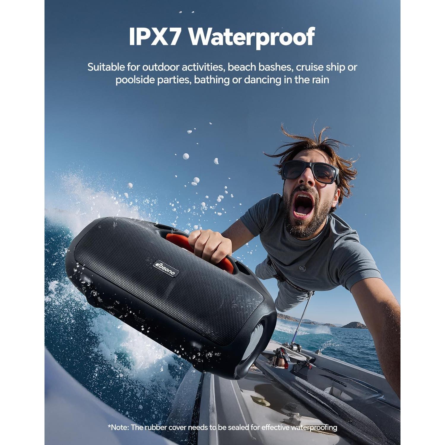 Altavoz Bluetooth 100W dbsono F29MAX Impermeable IPX7 Negro