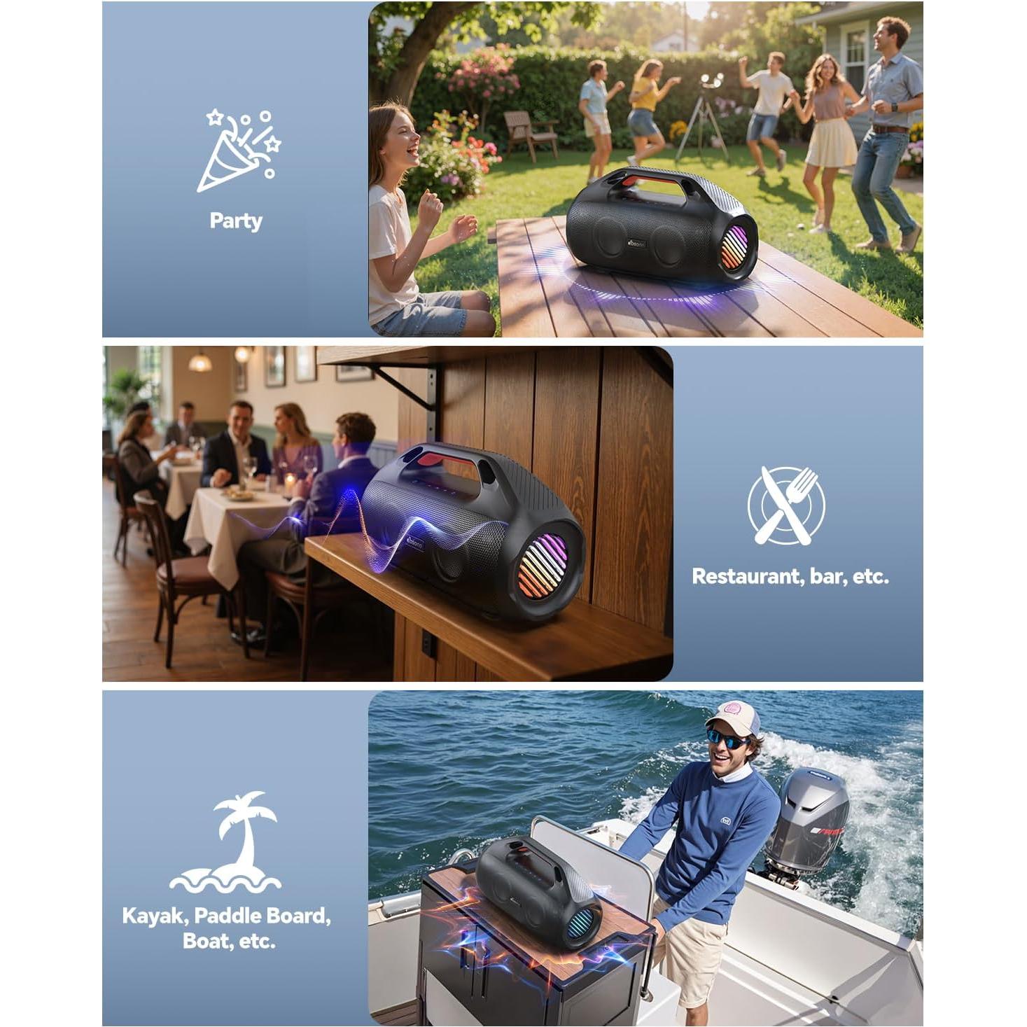 Altavoz Bluetooth 100W dbsono F29MAX Impermeable IPX7 Negro