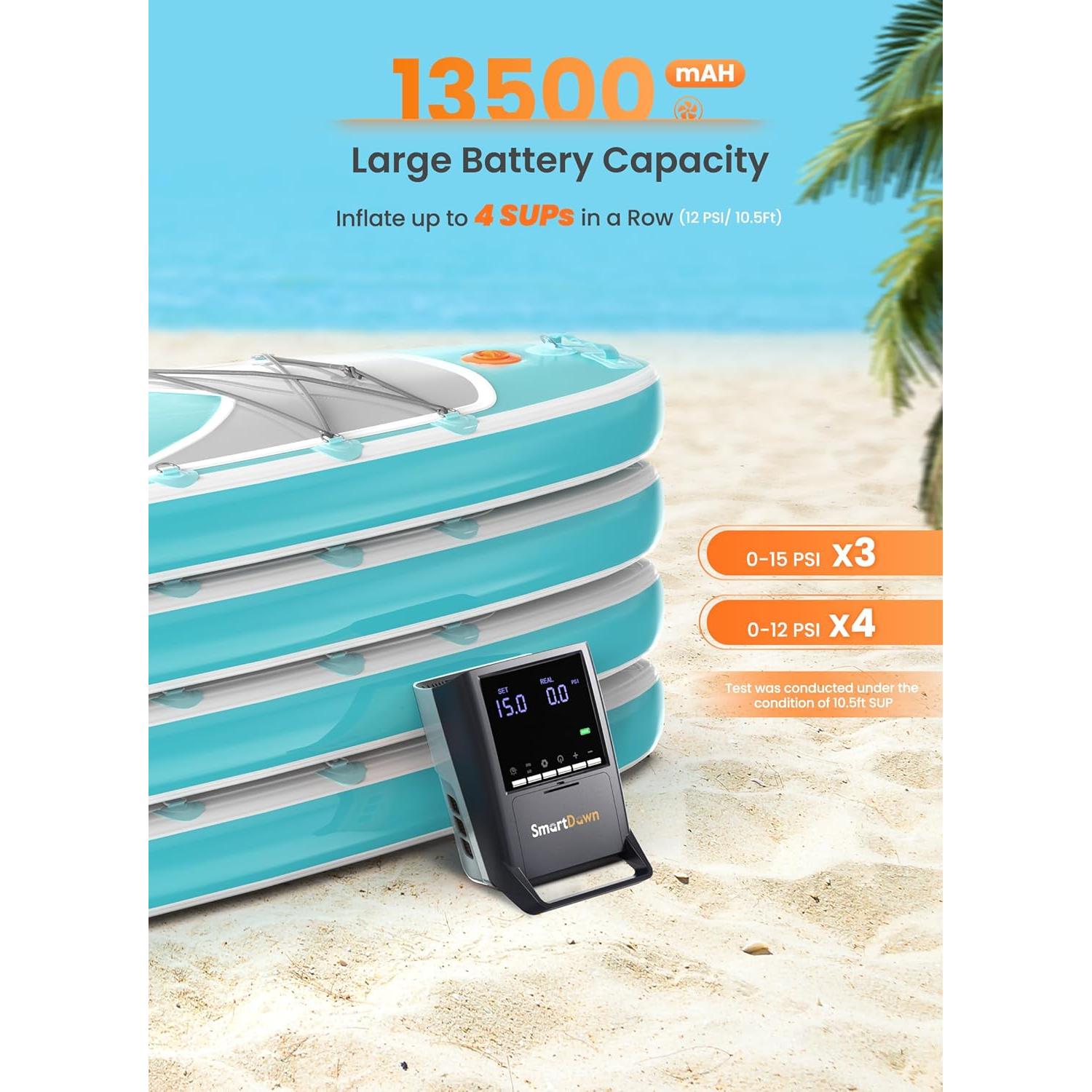 Bomba de Aire Eléctrica SmartDawn para Paddle Board 4500mAh