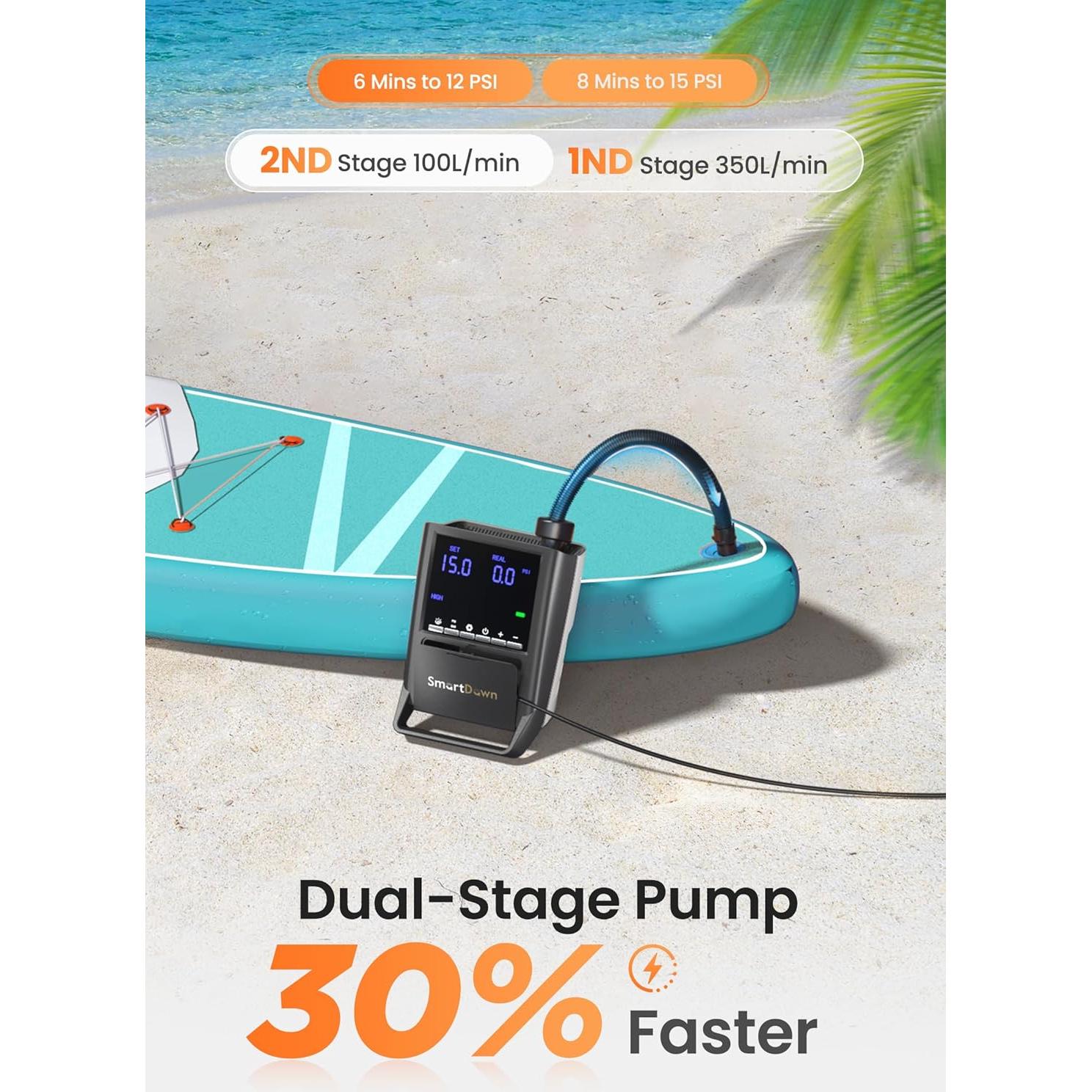 Bomba de Aire Eléctrica SmartDawn para Paddle Board 4500mAh