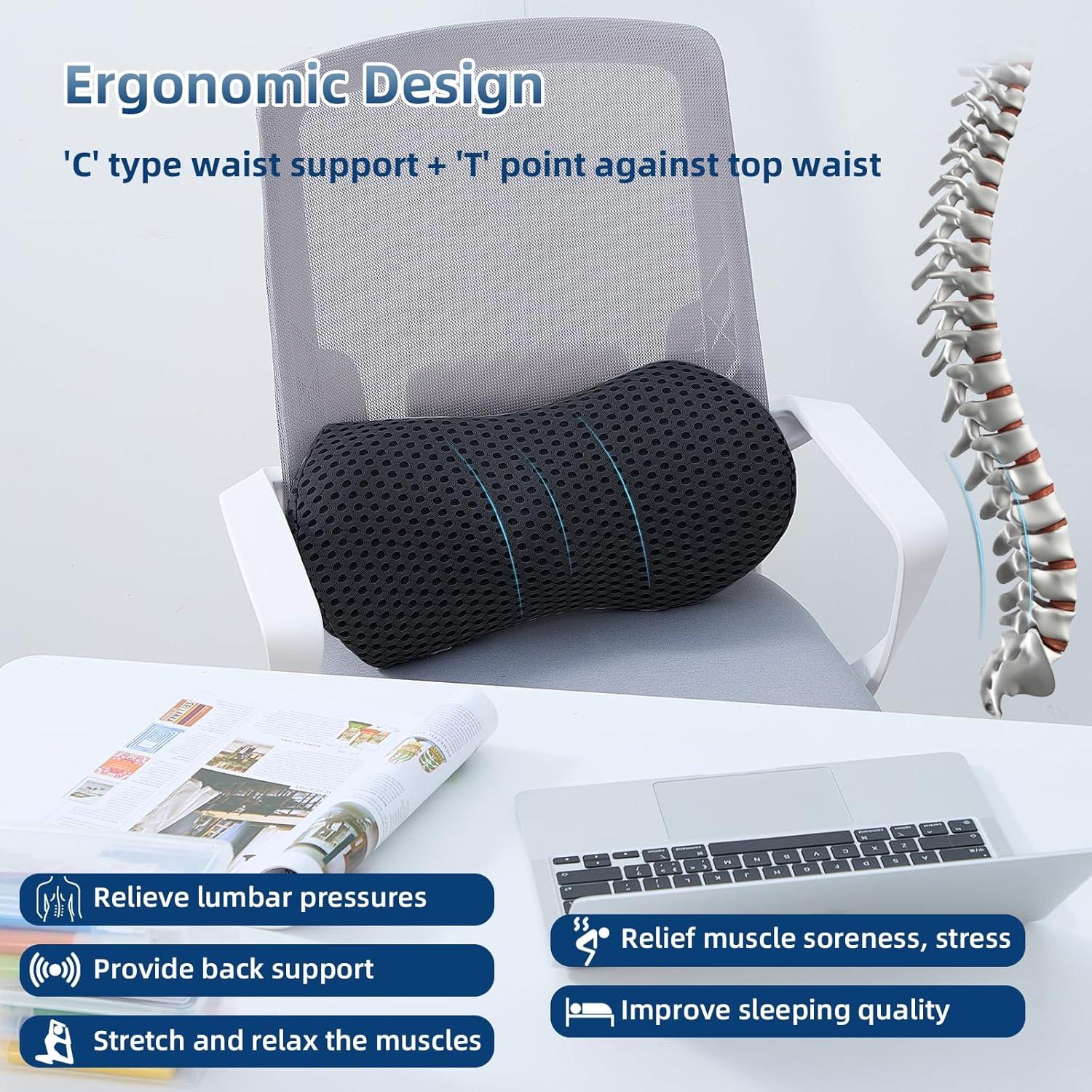 Cojín Lumbar Ergonómico FOUSUPDT - 2 Paquete Espuma con Memoria