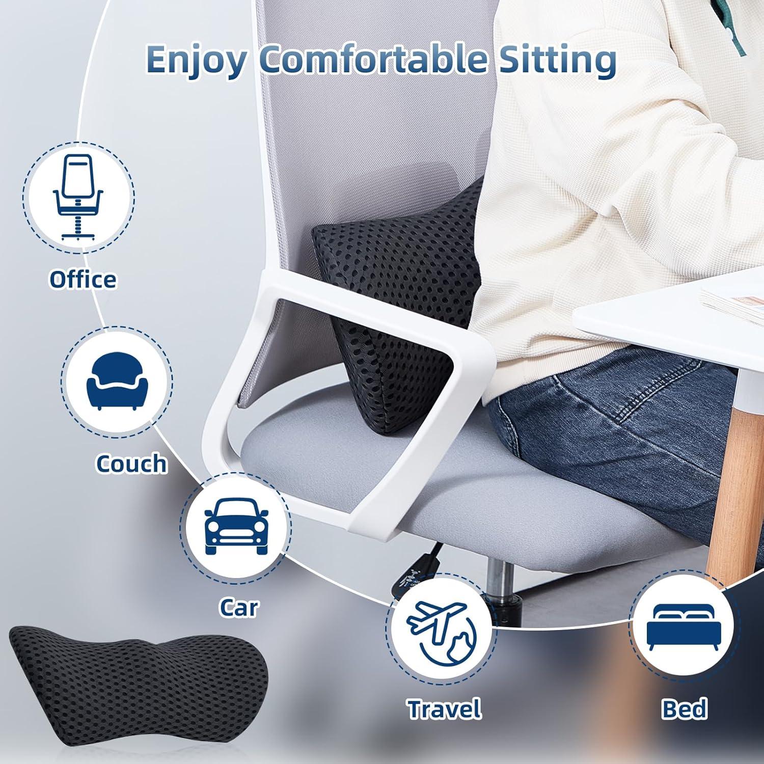 Cojín Lumbar Ergonómico FOUSUPDT - 2 Paquete Espuma con Memoria