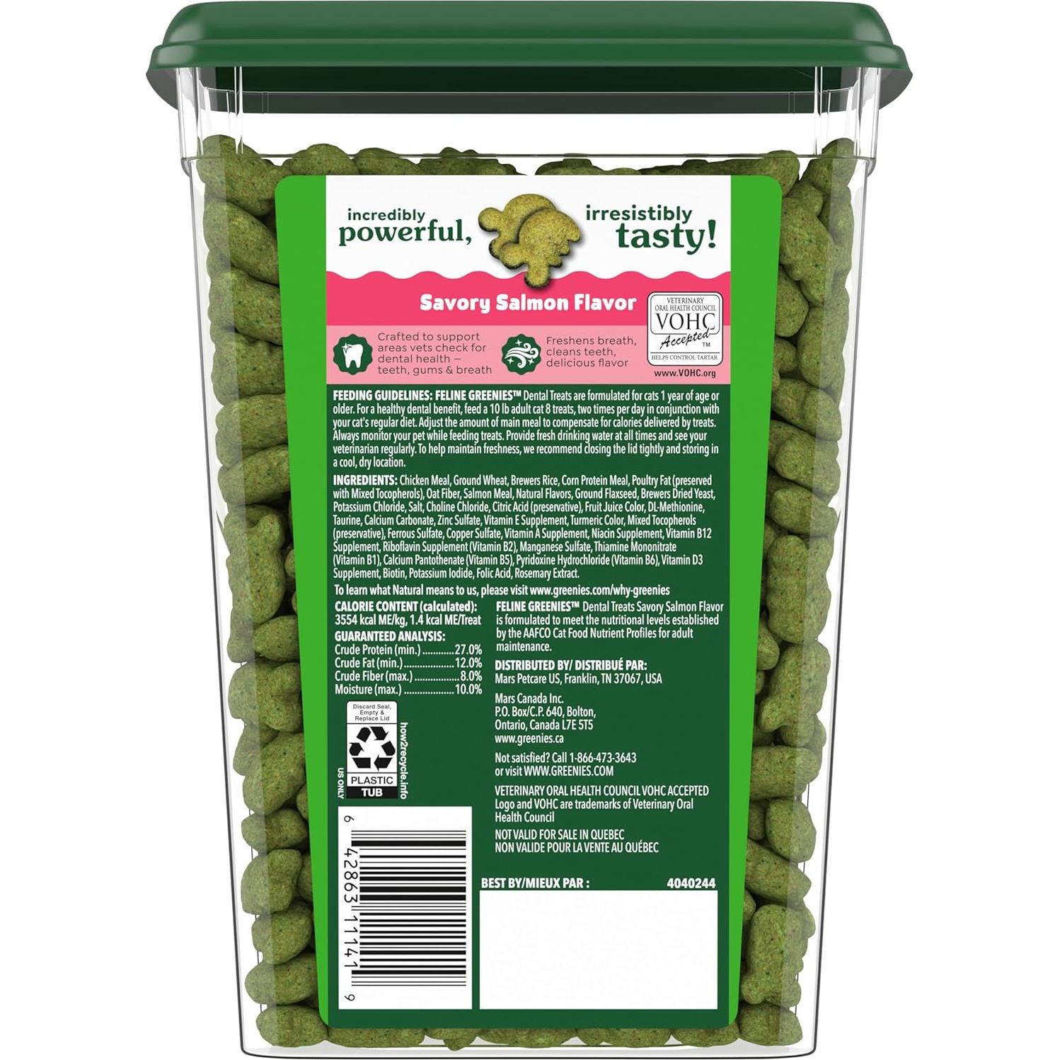 Galletas Dentales Greenies Feline para Gatos Adultos 276.5 g Salmón