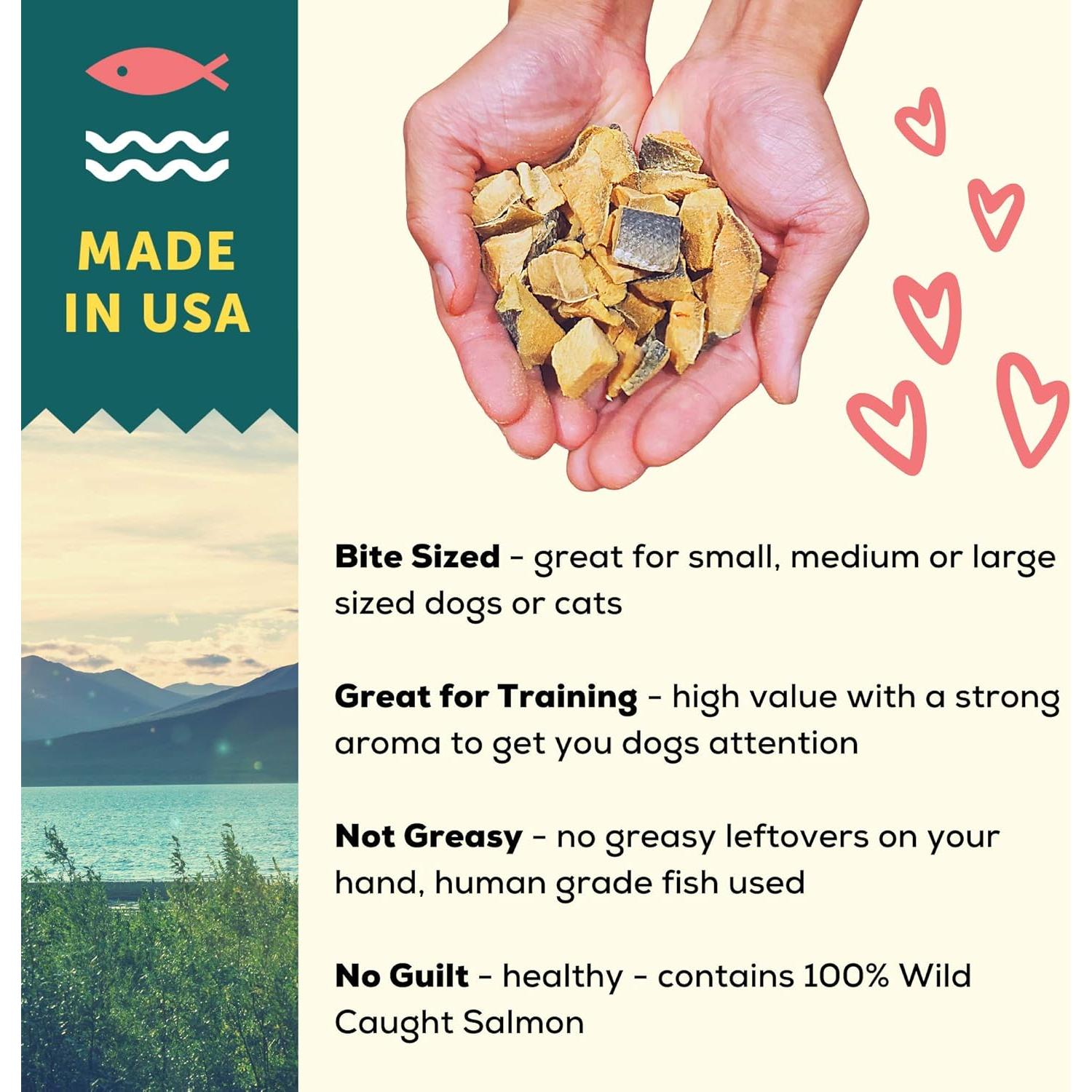 Golosinas de Salmón Deshidratadas al Vacío Un Mejor Tratamiento 85g