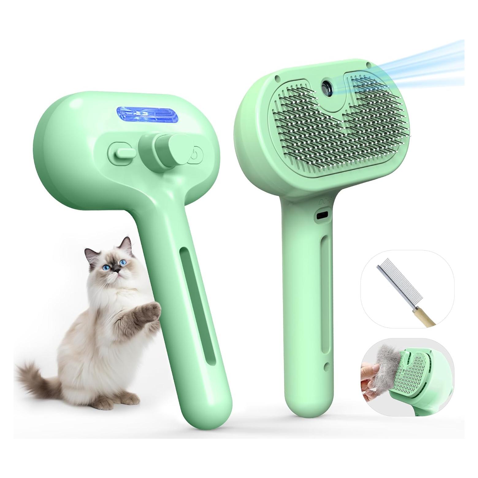 Cepillo Acicalador Electrónico Eilimy con Spray Neblina Verde