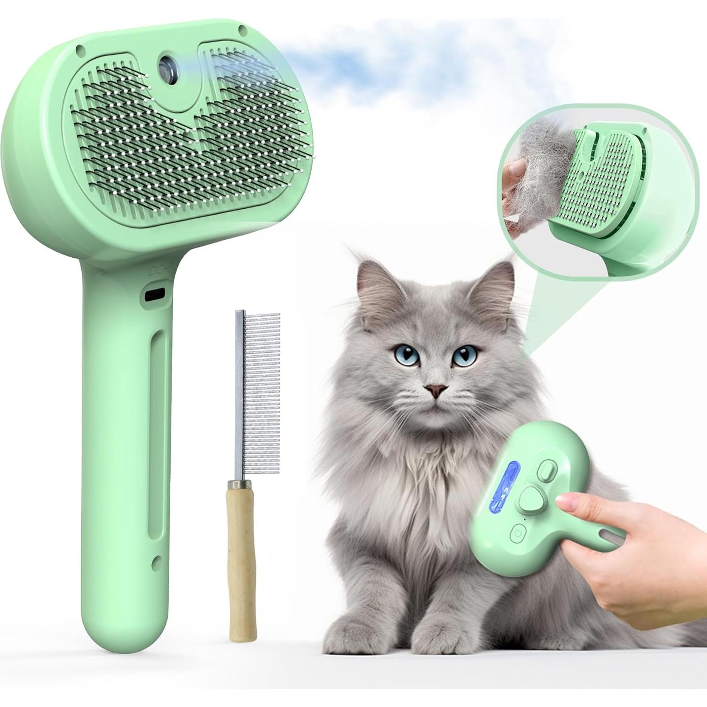 Cepillo Acicalador Electrónico Eilimy con Spray Neblina Verde