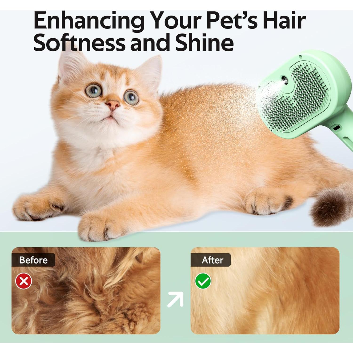 Cepillo Acicalador Electrónico Eilimy con Spray Neblina Verde