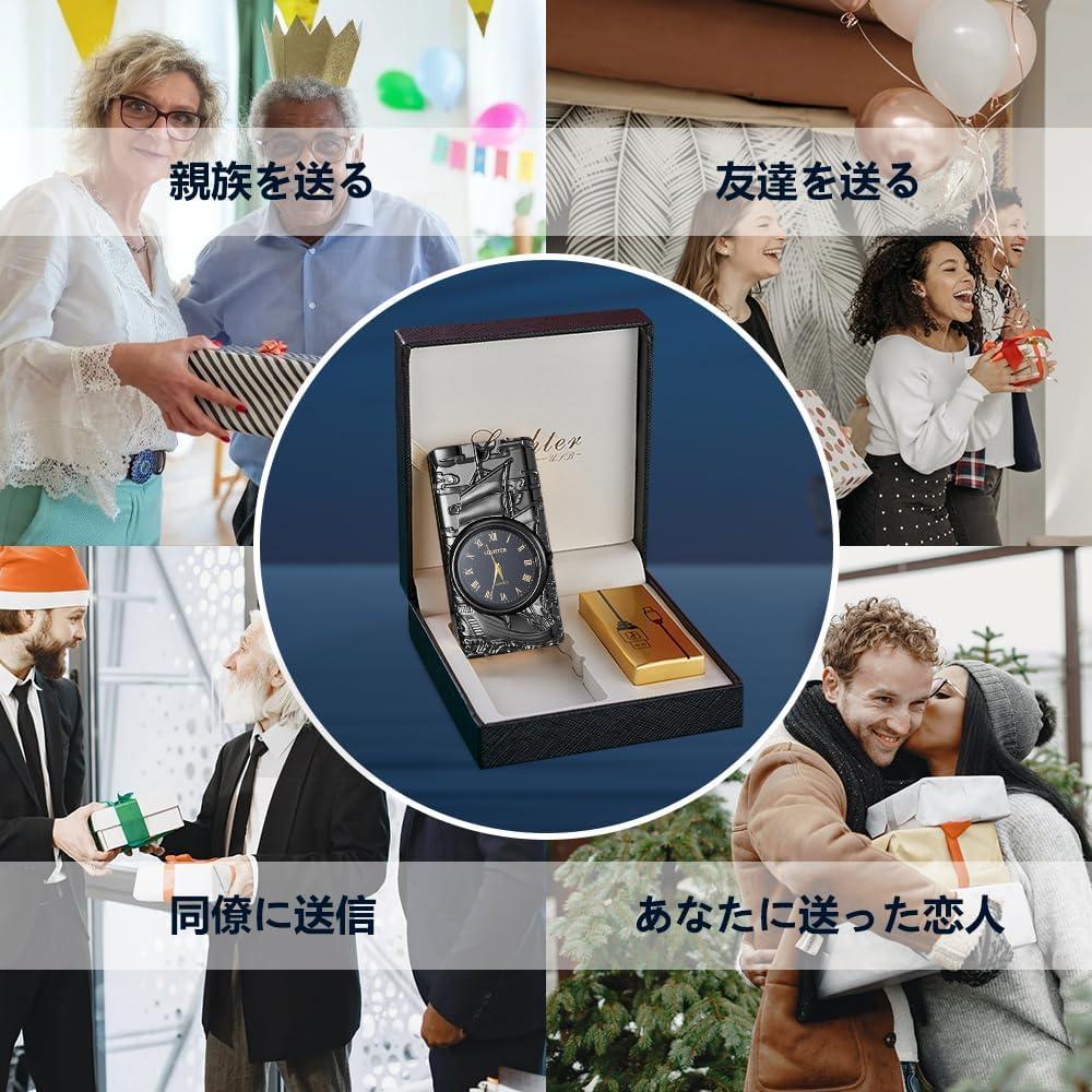 Encendedor eléctrico recargable YOZWOO con reloj y LED - Negro