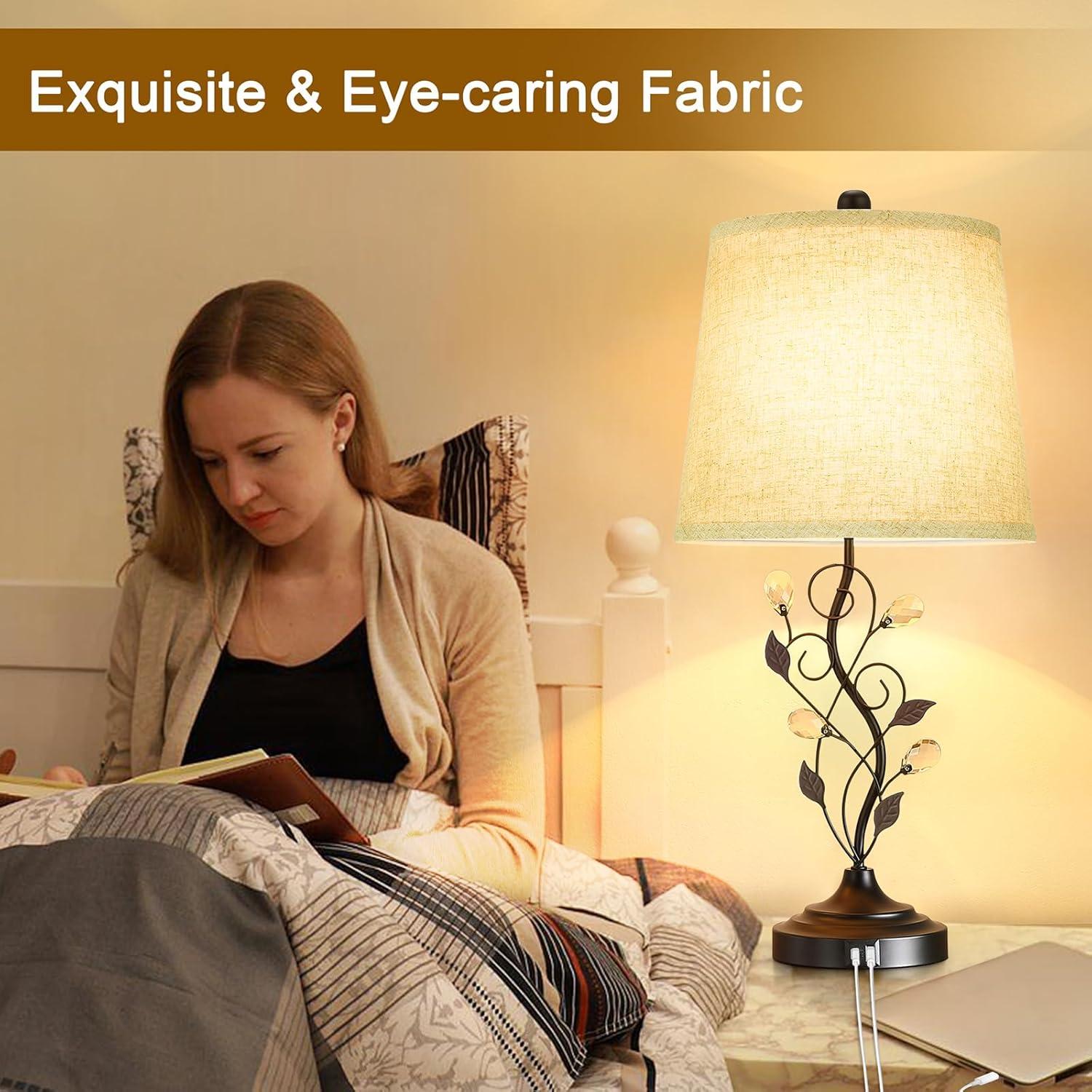 Juego de 2 Lámparas de Mesa Rústicas Sheetea con USB