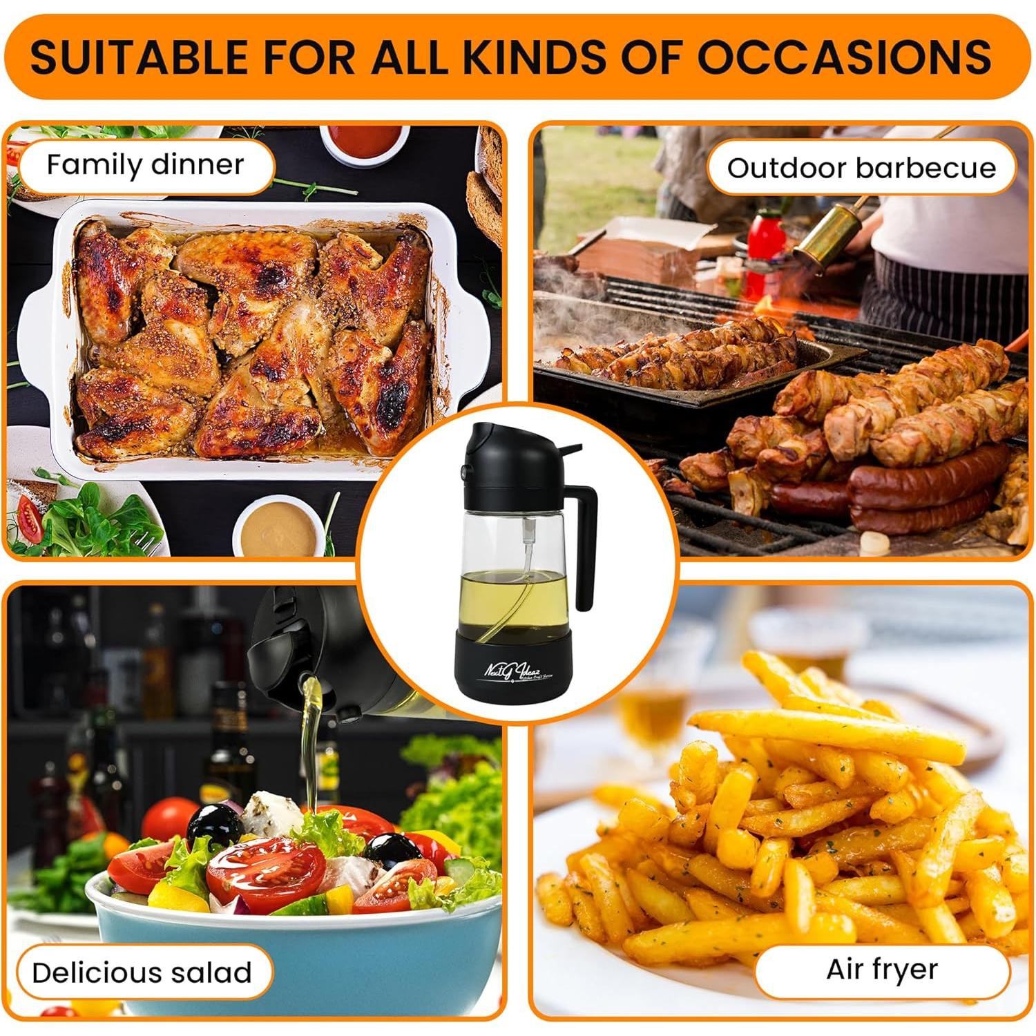 Dispensador de Aceite 2 en 1 NextG Ideaz 470ml Sin Goteo