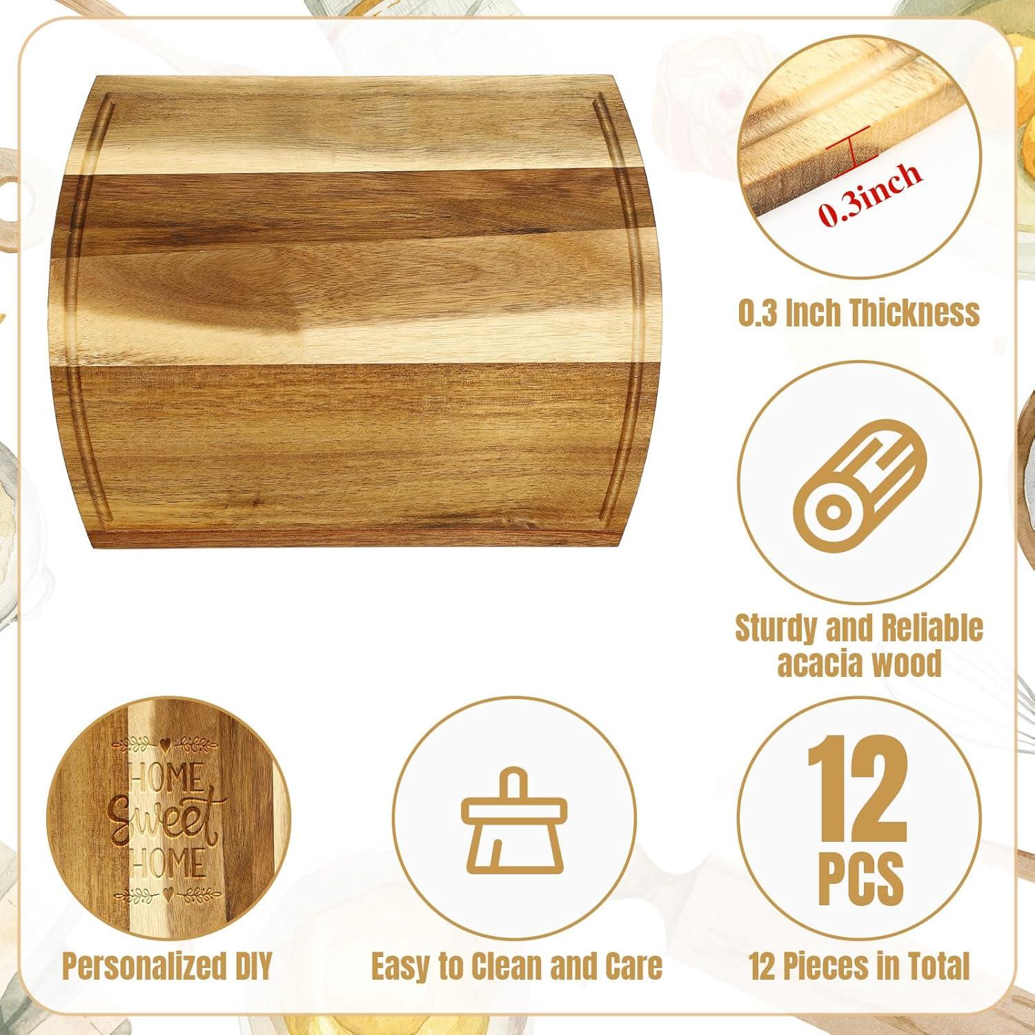 Paquete de 12 Tablas de Cortar Patelai de Madera de Acacia 30x22 cm