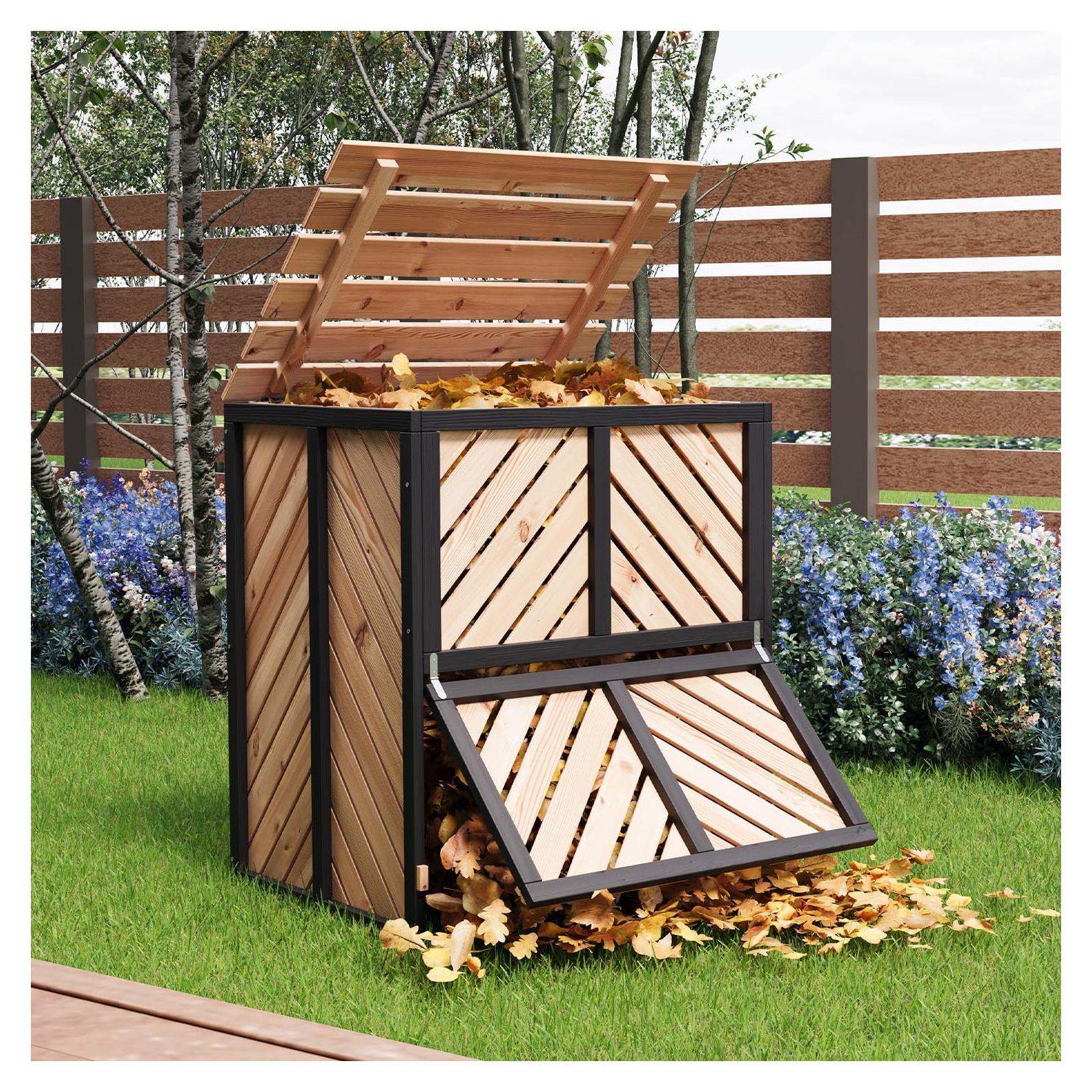 Compostador de Madera SOCOME 115 Galones con Puerta Deslizante