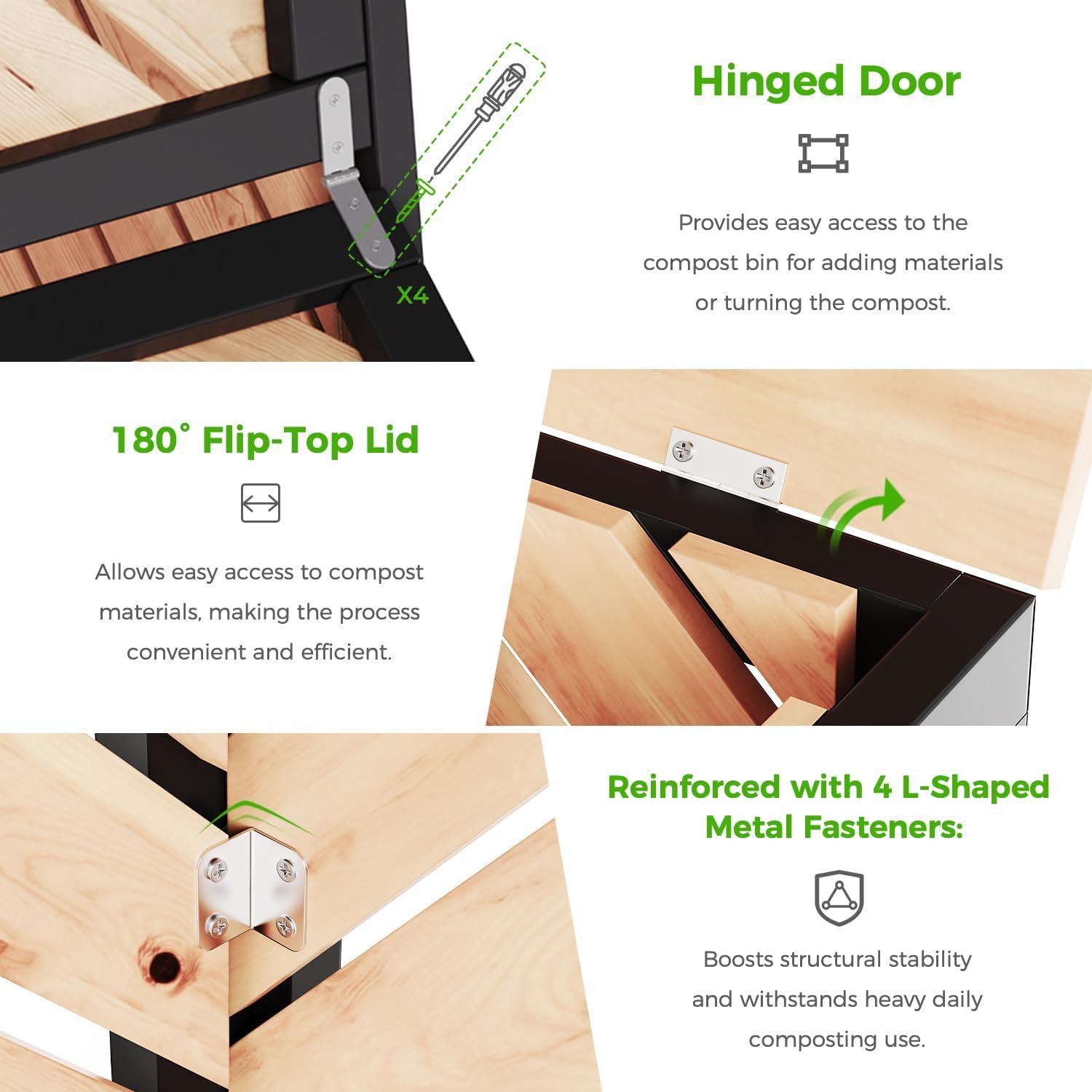 Compostador de Madera SOCOME 115 Galones con Puerta Deslizante