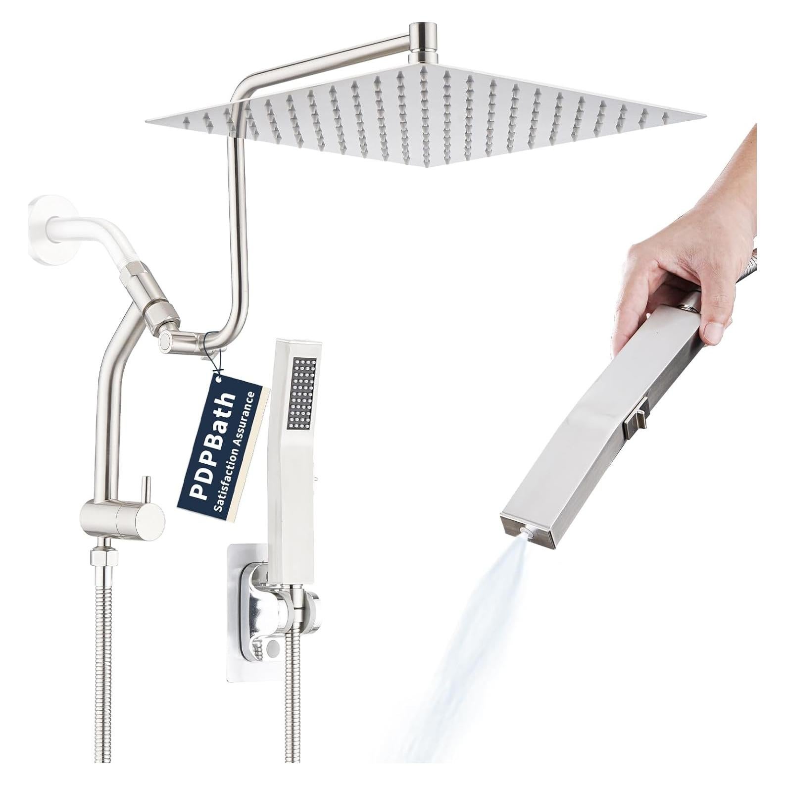 Cabezal de Ducha de Lluvia PDPBath 12" con Mano y Diverter