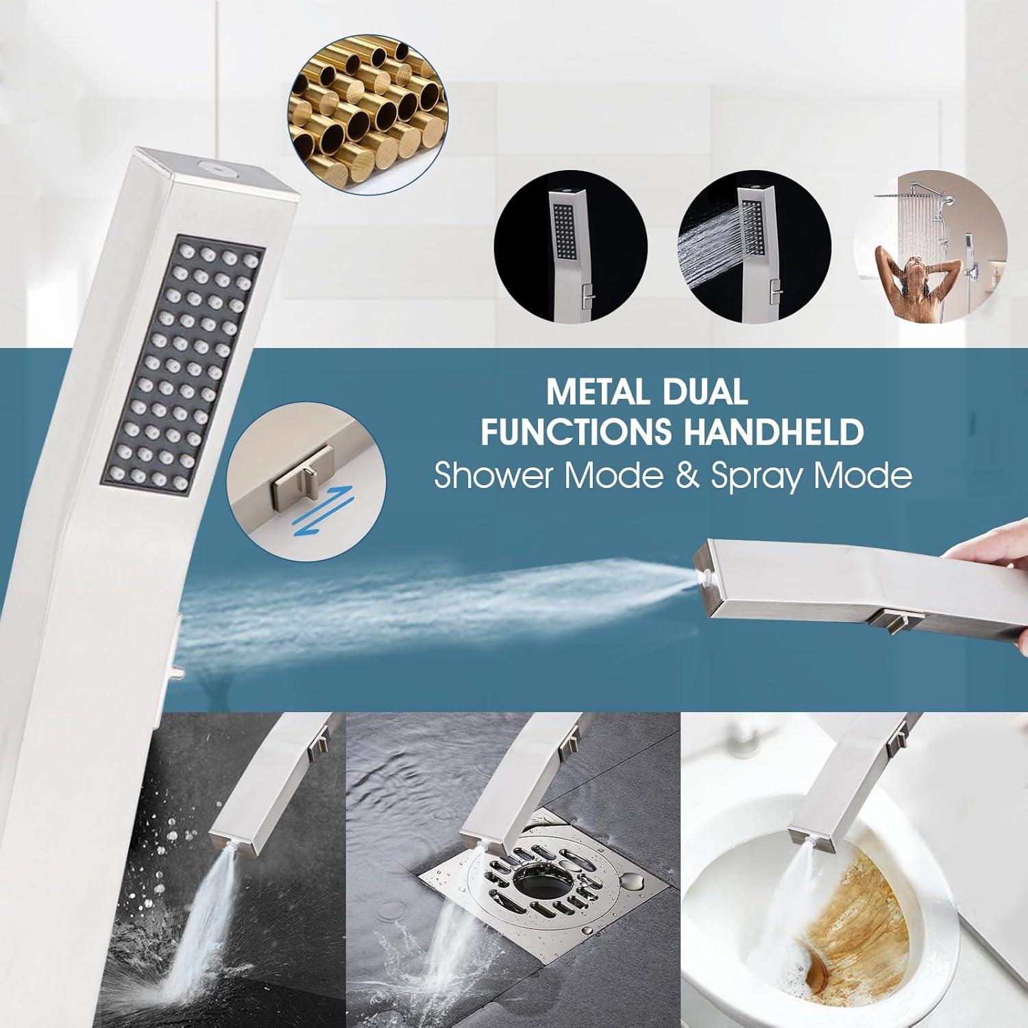 Cabezal de Ducha de Lluvia PDPBath 12" con Mano y Diverter