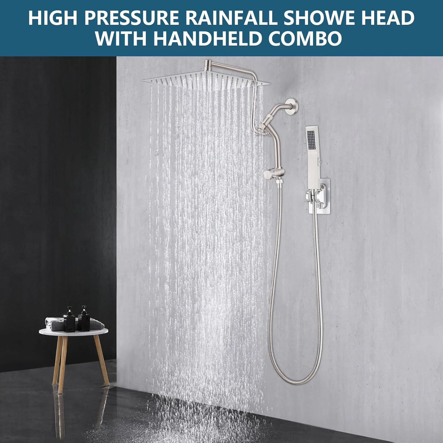 Cabezal de Ducha de Lluvia PDPBath 12" con Mano y Diverter