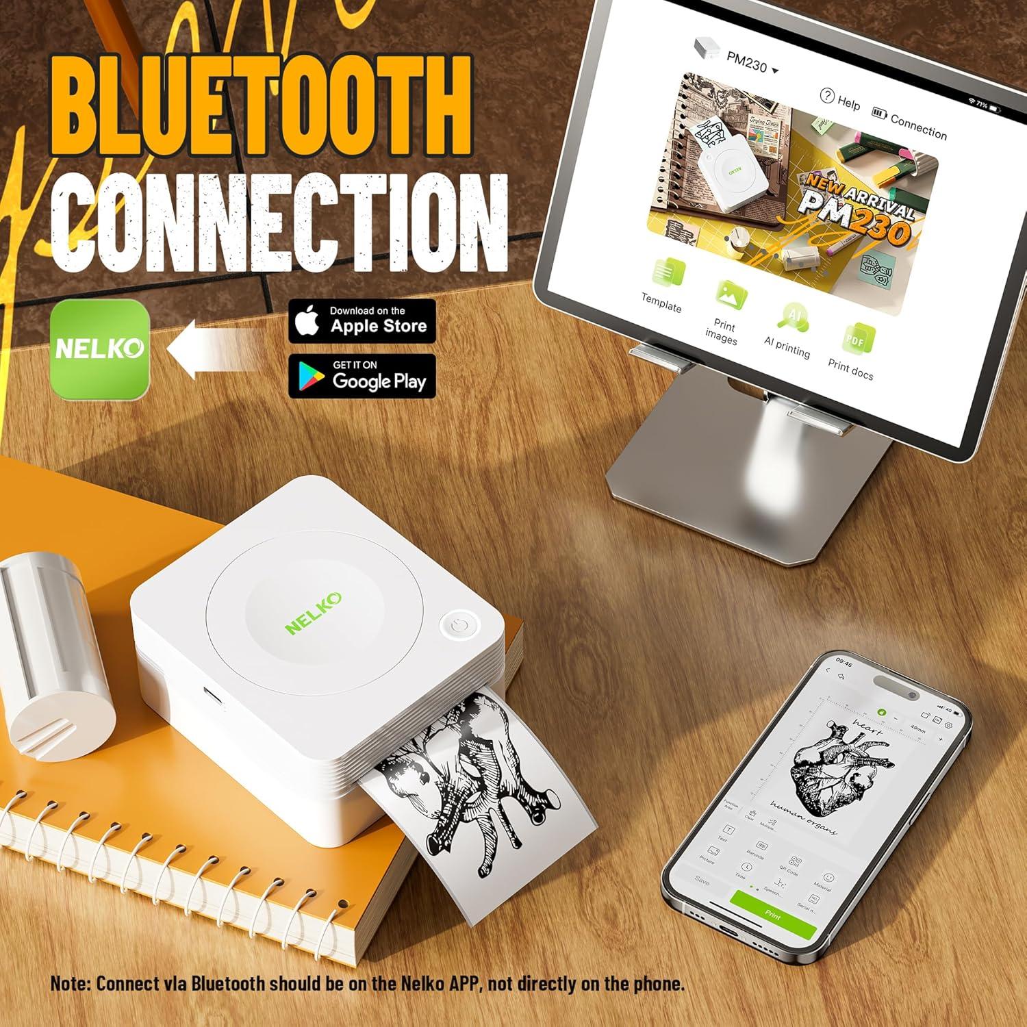 Impresora de Etiquetas Nelko PM230 Mini Bluetooth 54mm