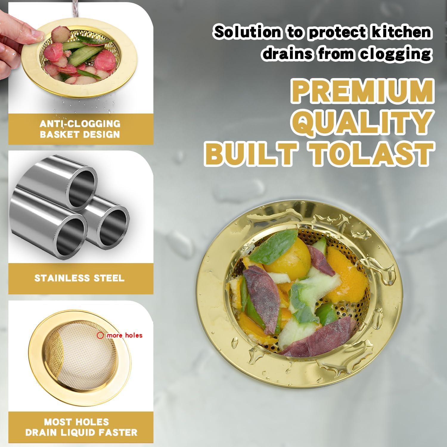 Colador de Fregadero RQYEKDO Acero Inoxidable 11.1 cm Oro