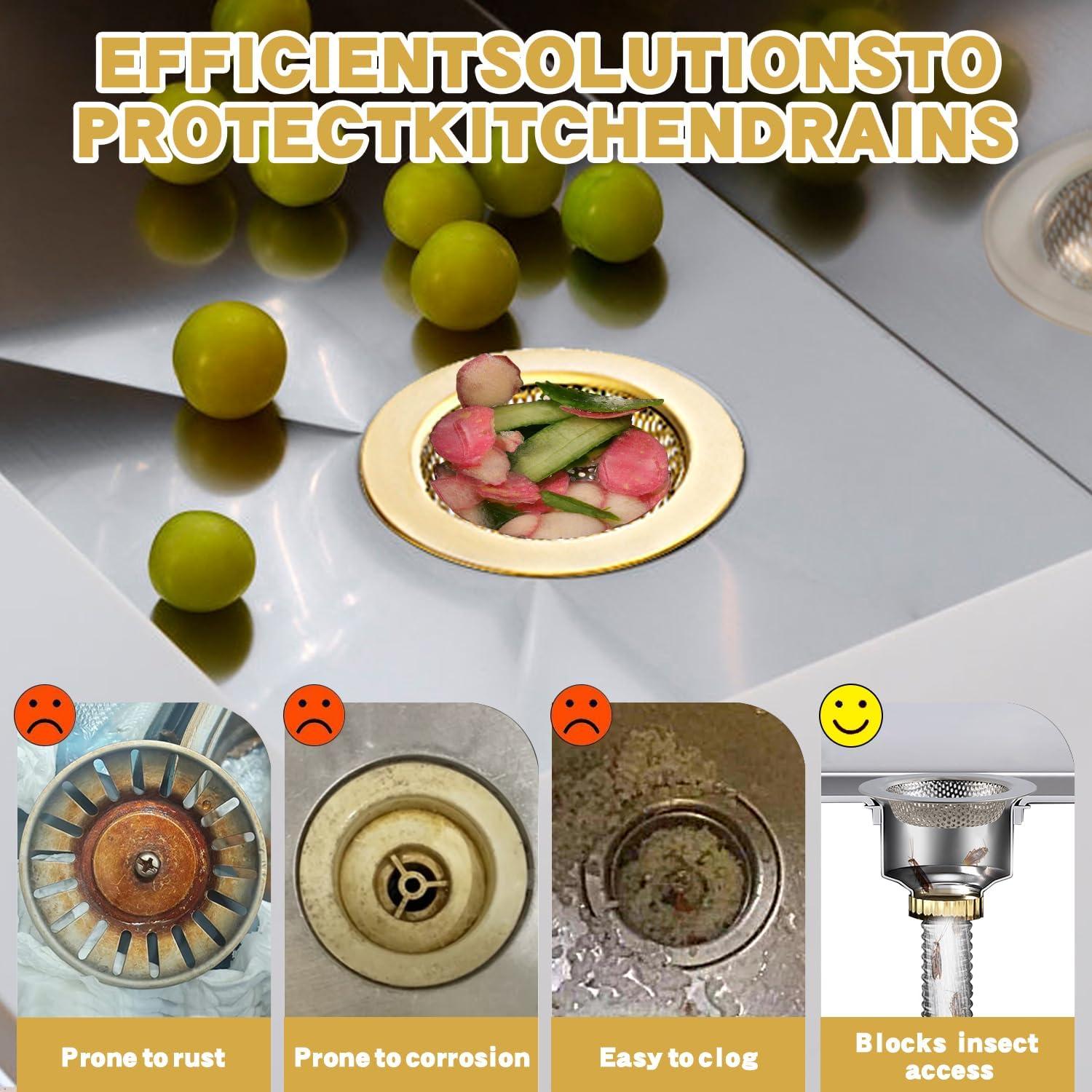 Colador de Fregadero RQYEKDO Acero Inoxidable 11.1 cm Oro