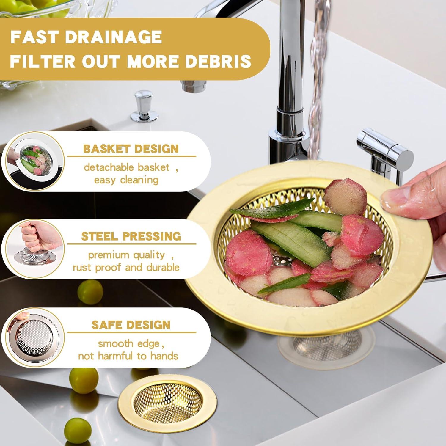 Colador de Fregadero RQYEKDO Acero Inoxidable 11.1 cm Oro