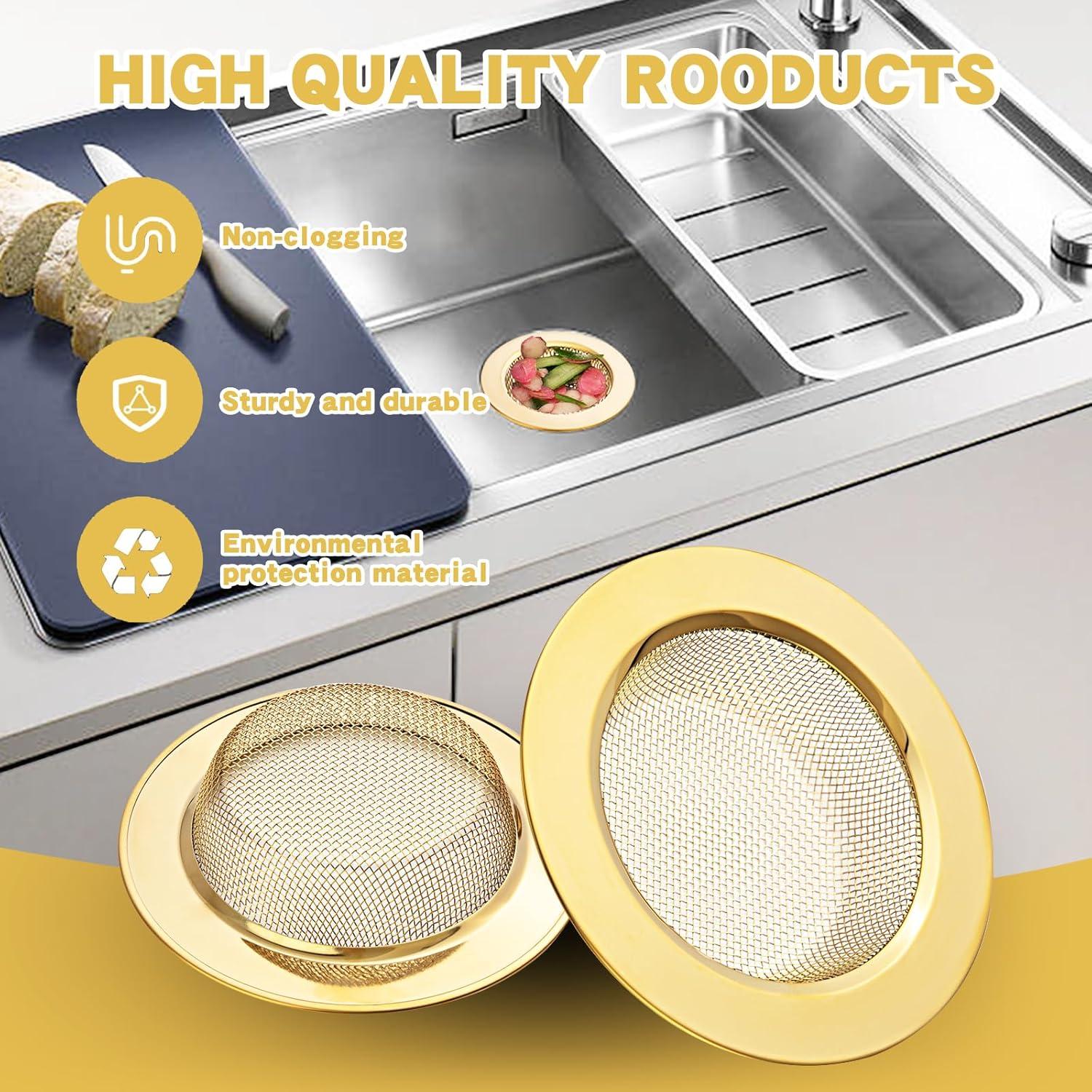 Colador de Fregadero RQYEKDO Acero Inoxidable 11.1 cm Oro