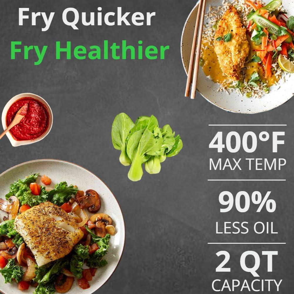 Freidora de Aire NutriChef 2 Cuartos 1000W Antiadherente Negra