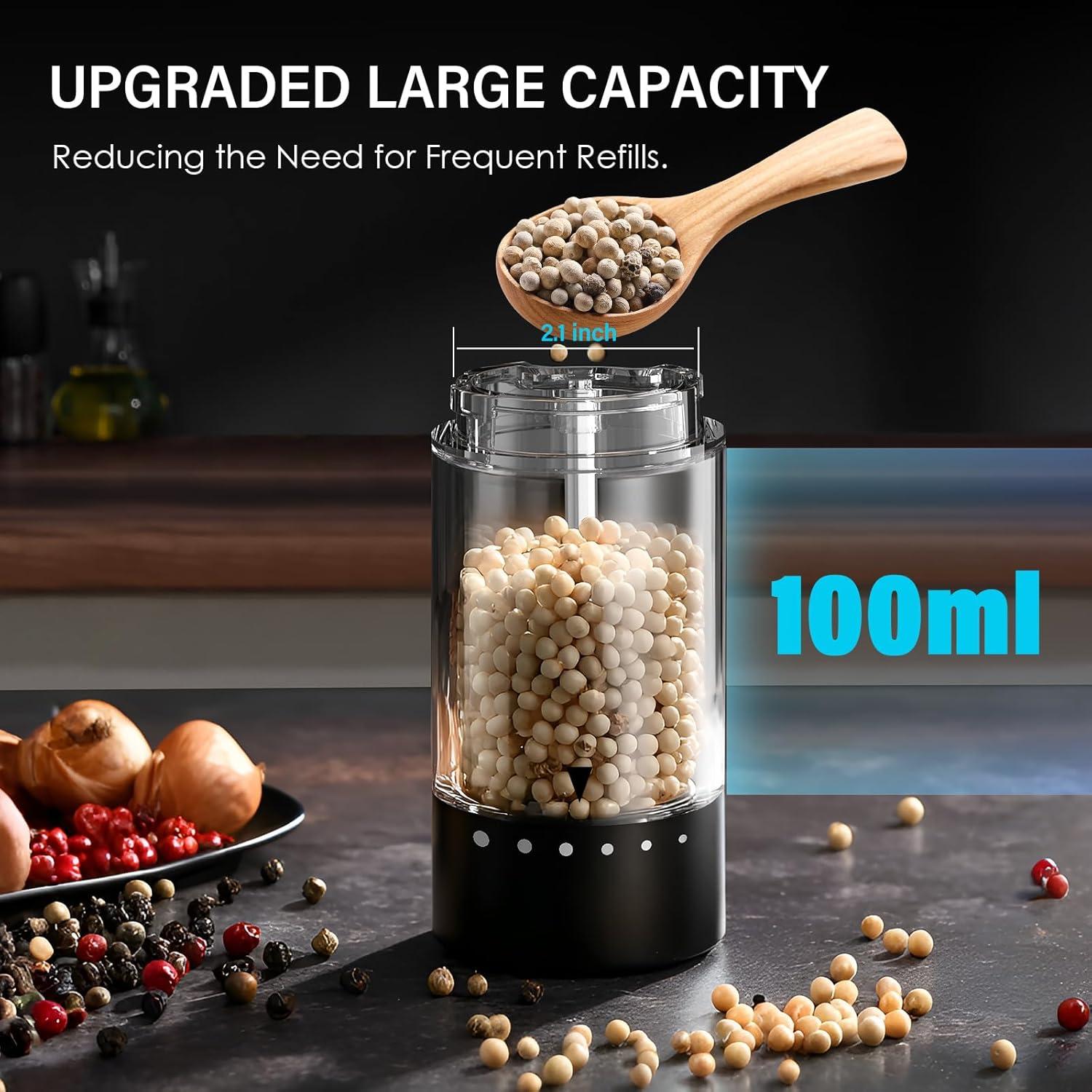 Juego de Molinillos Eléctricos de Sal y Pimienta GEMII Negro