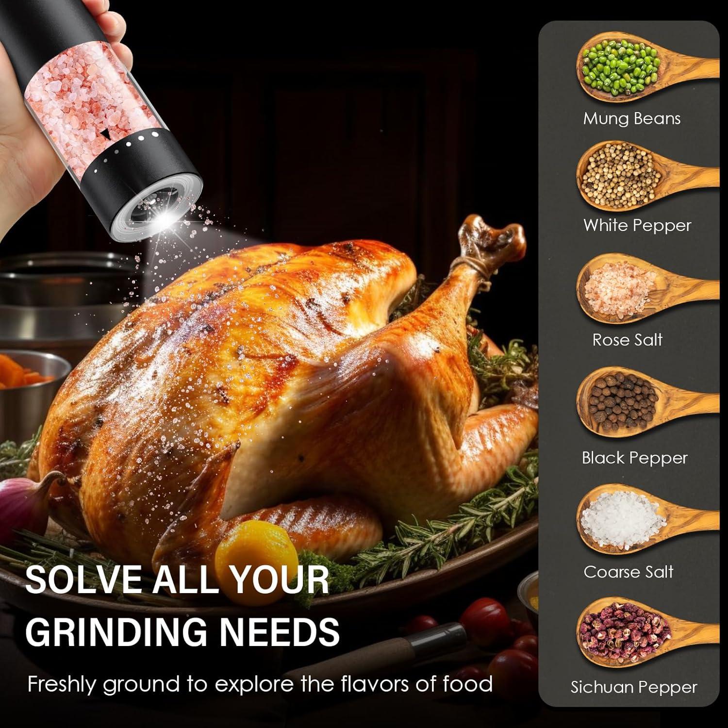 Juego de Molinillos Eléctricos de Sal y Pimienta GEMII Negro