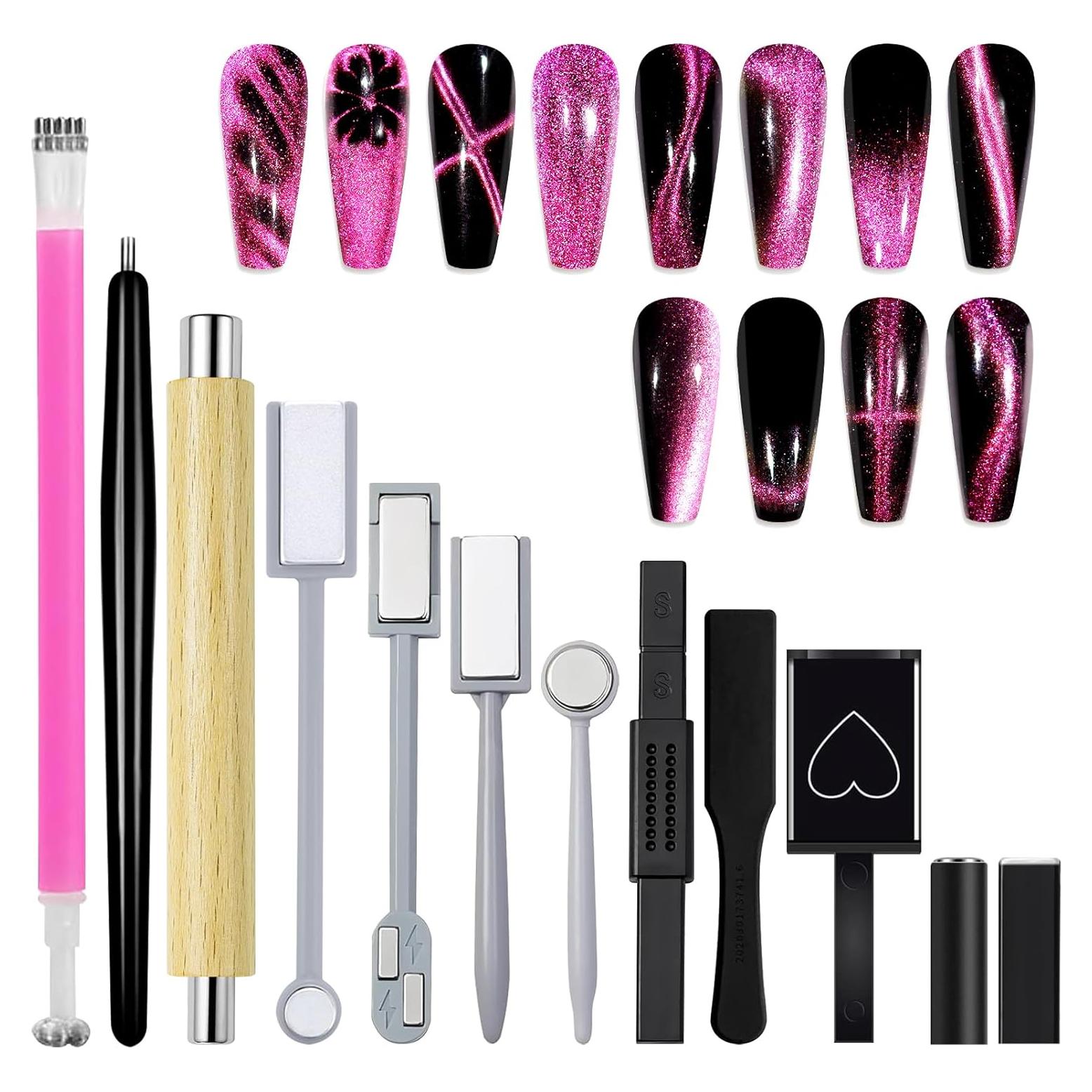 Juego de 12 Imágenes para Uñas Laza - Imán Ojo de Gato