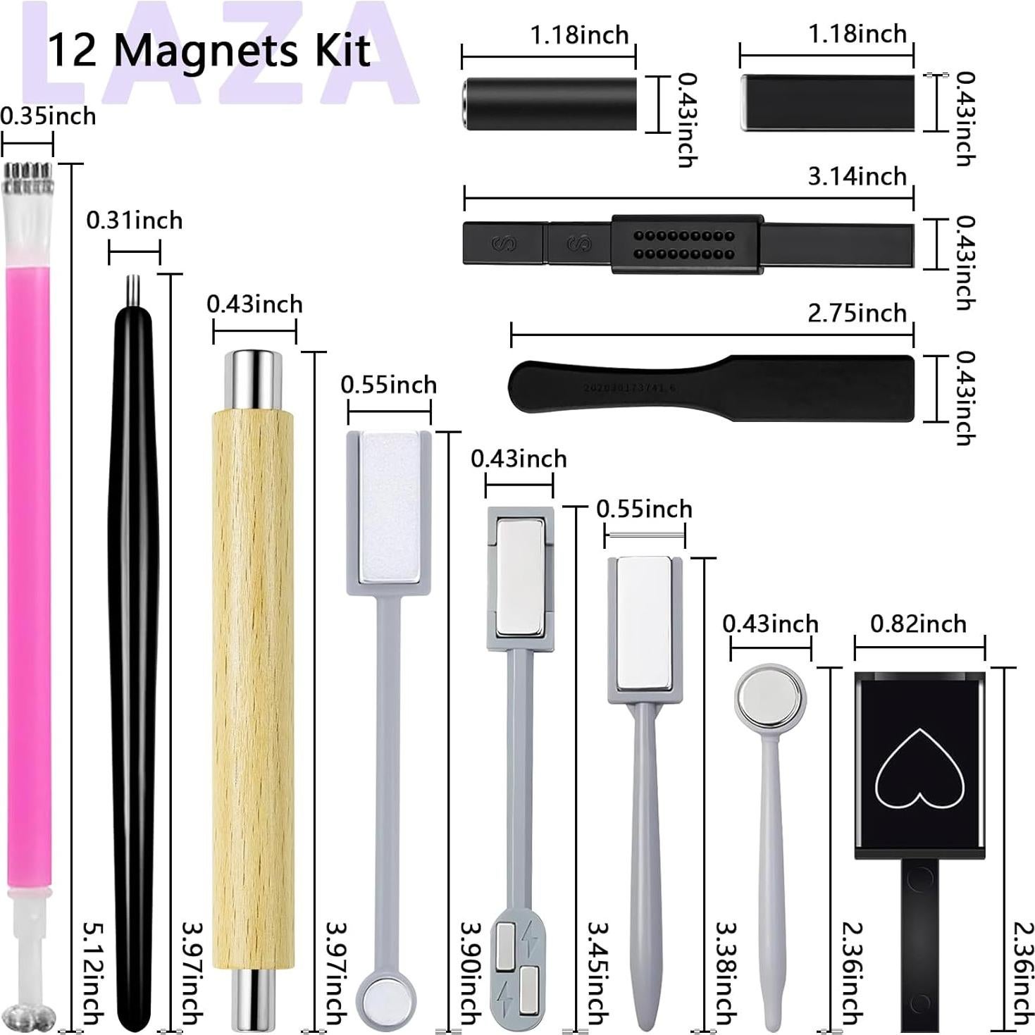Juego de 12 Imágenes para Uñas Laza - Imán Ojo de Gato