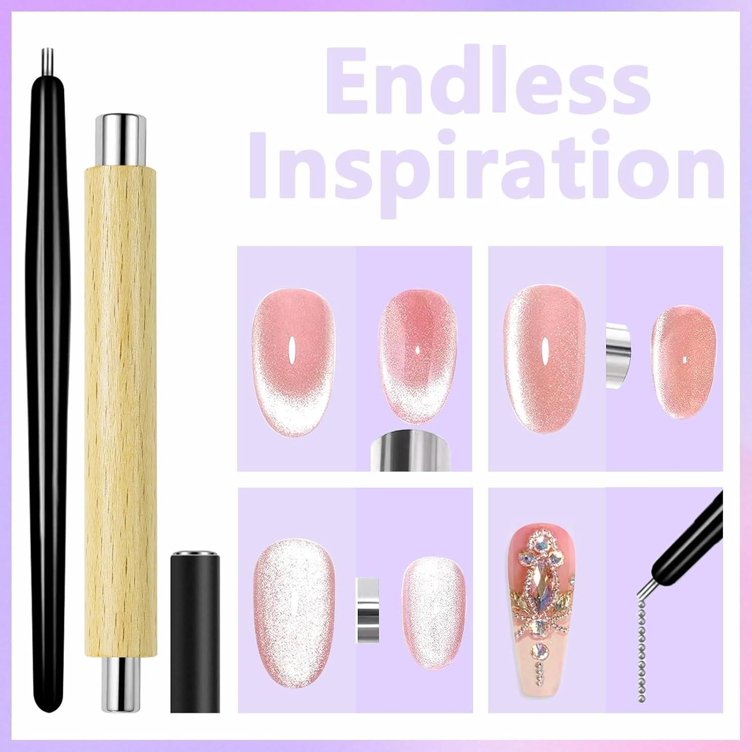 Juego de 12 Imágenes para Uñas Laza - Imán Ojo de Gato