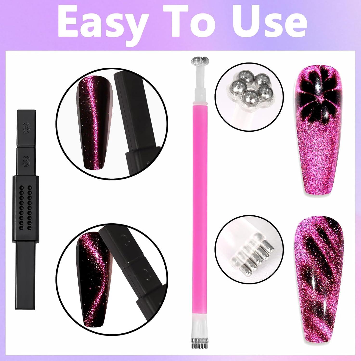 Juego de 12 Imágenes para Uñas Laza - Imán Ojo de Gato