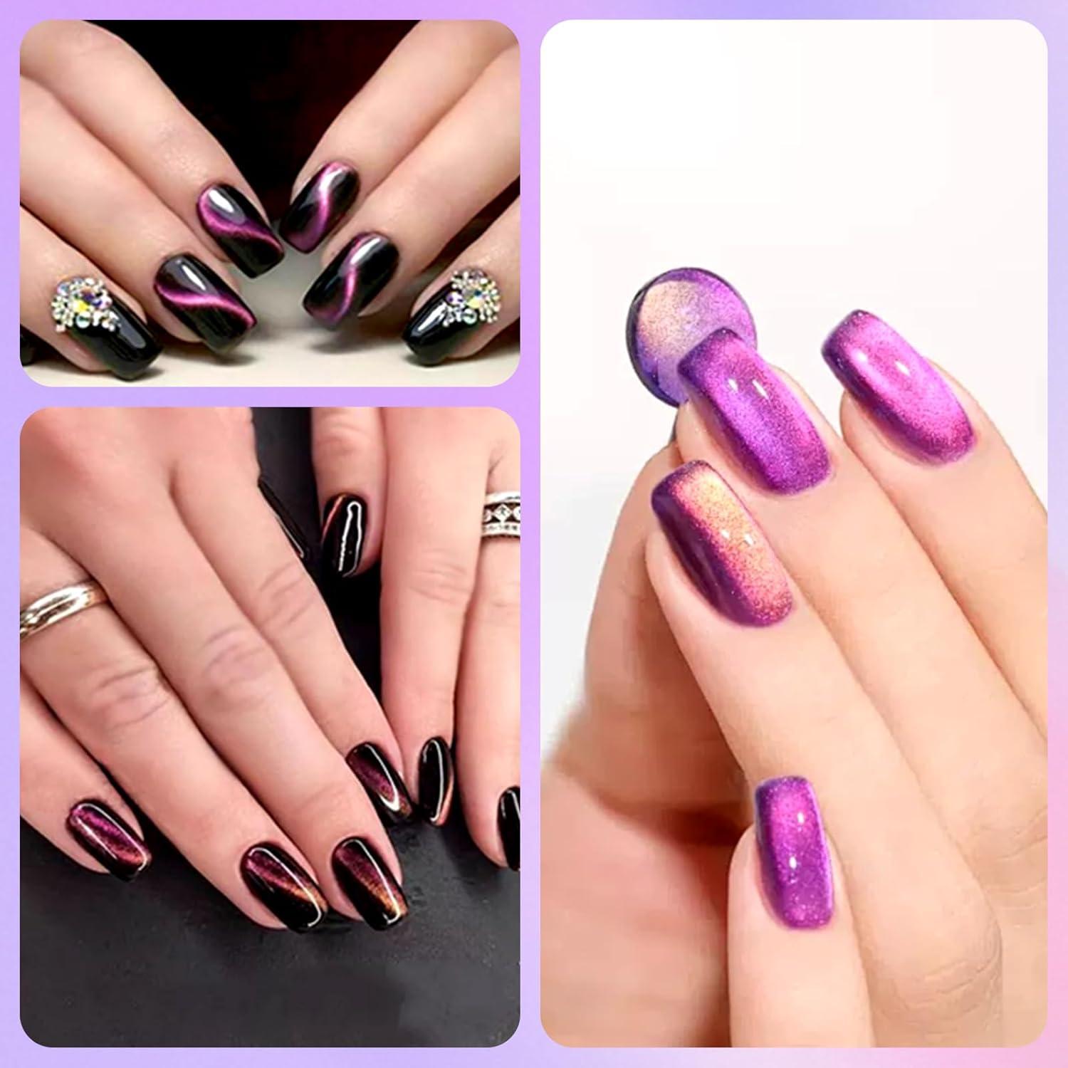 Juego de 12 Imágenes para Uñas Laza - Imán Ojo de Gato