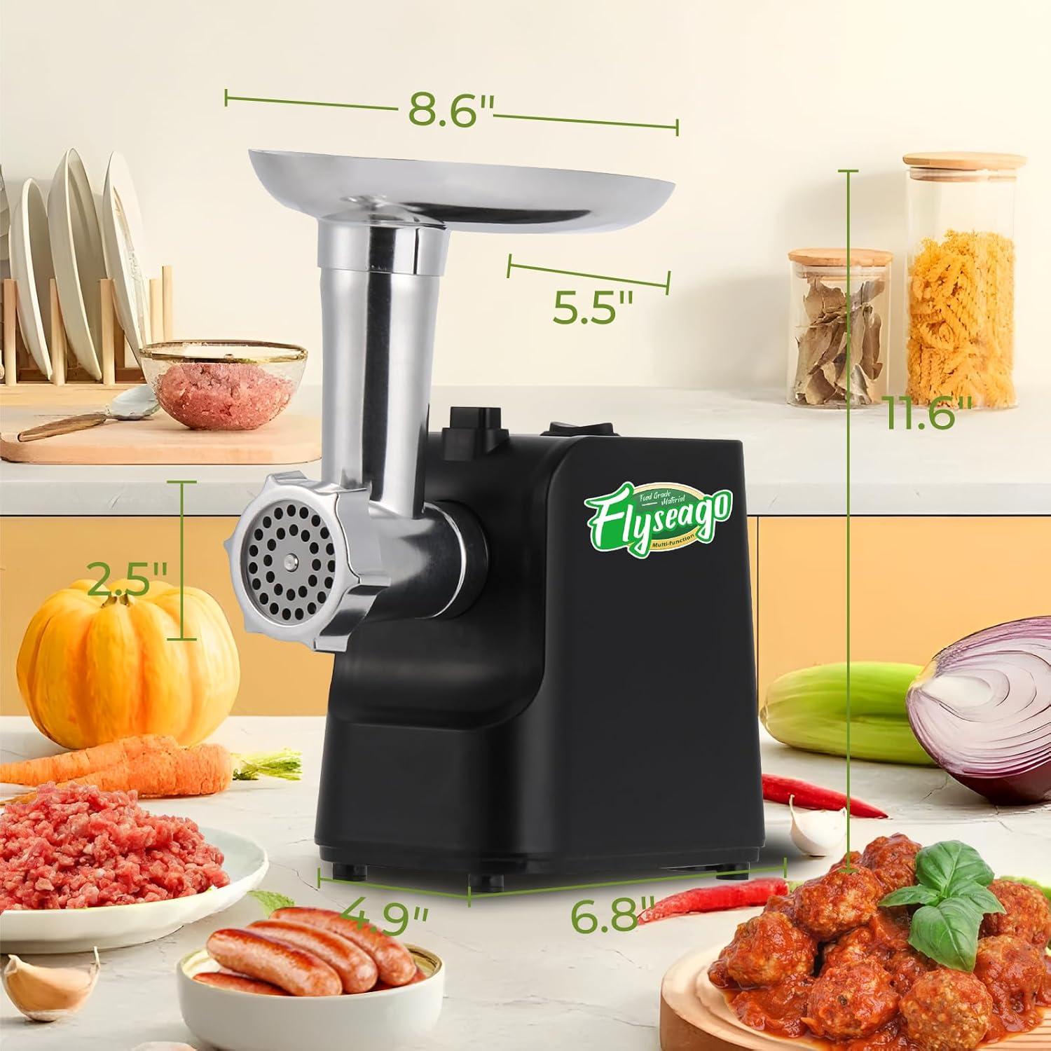 Picadora de Carne Eléctrica Flyseago 1700W 9-en-1 con Accesorios