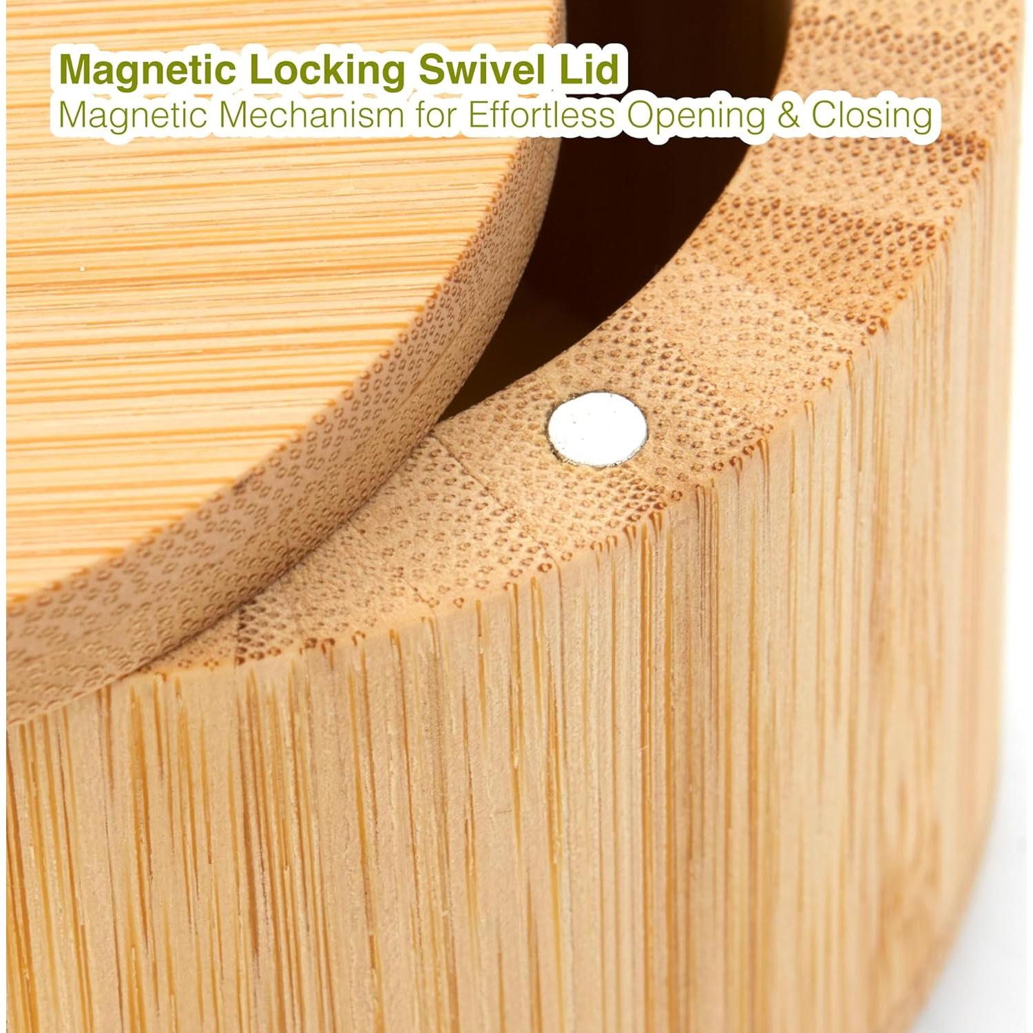 Contenedor de Sal de Bambú 170g con Tapa Magnética y Cuchara