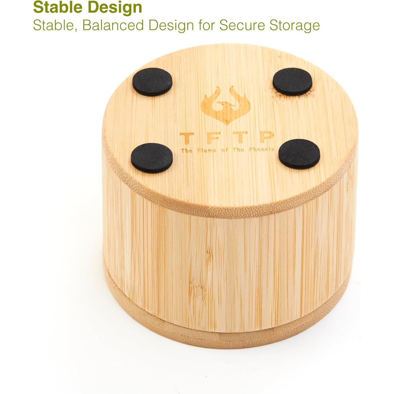 Contenedor de Sal de Bambú 170g con Tapa Magnética y Cuchara