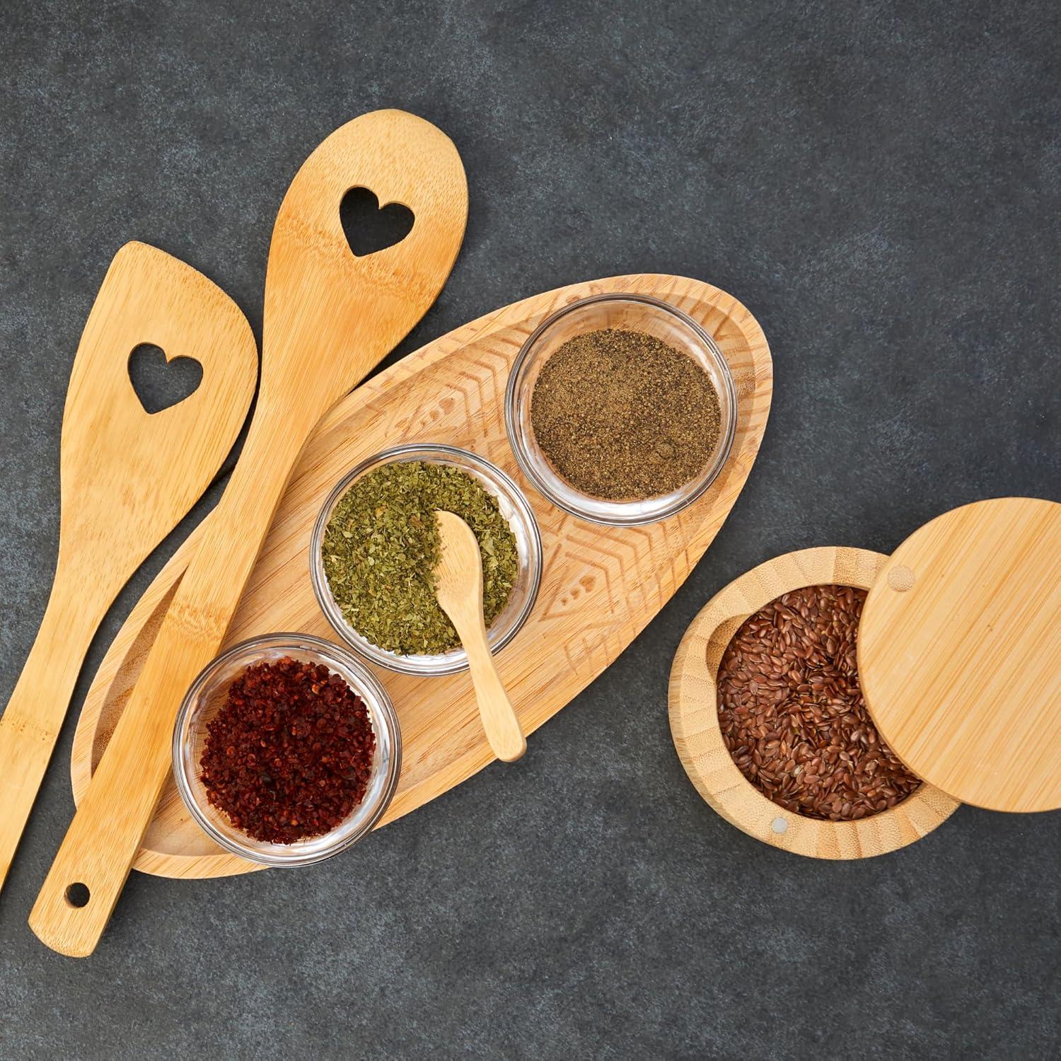 Contenedor de Sal de Bambú 170g con Tapa Magnética y Cuchara