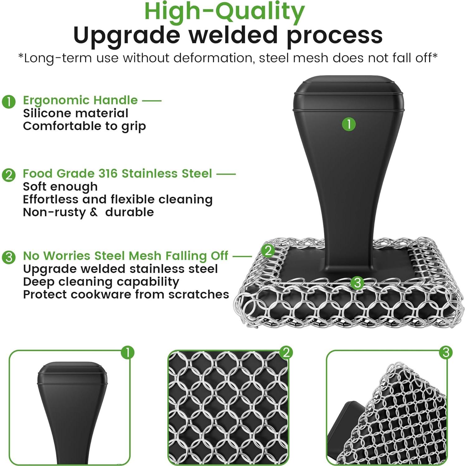 Estropajo de Malla de Acero Inoxidable TOPULORS - Negro