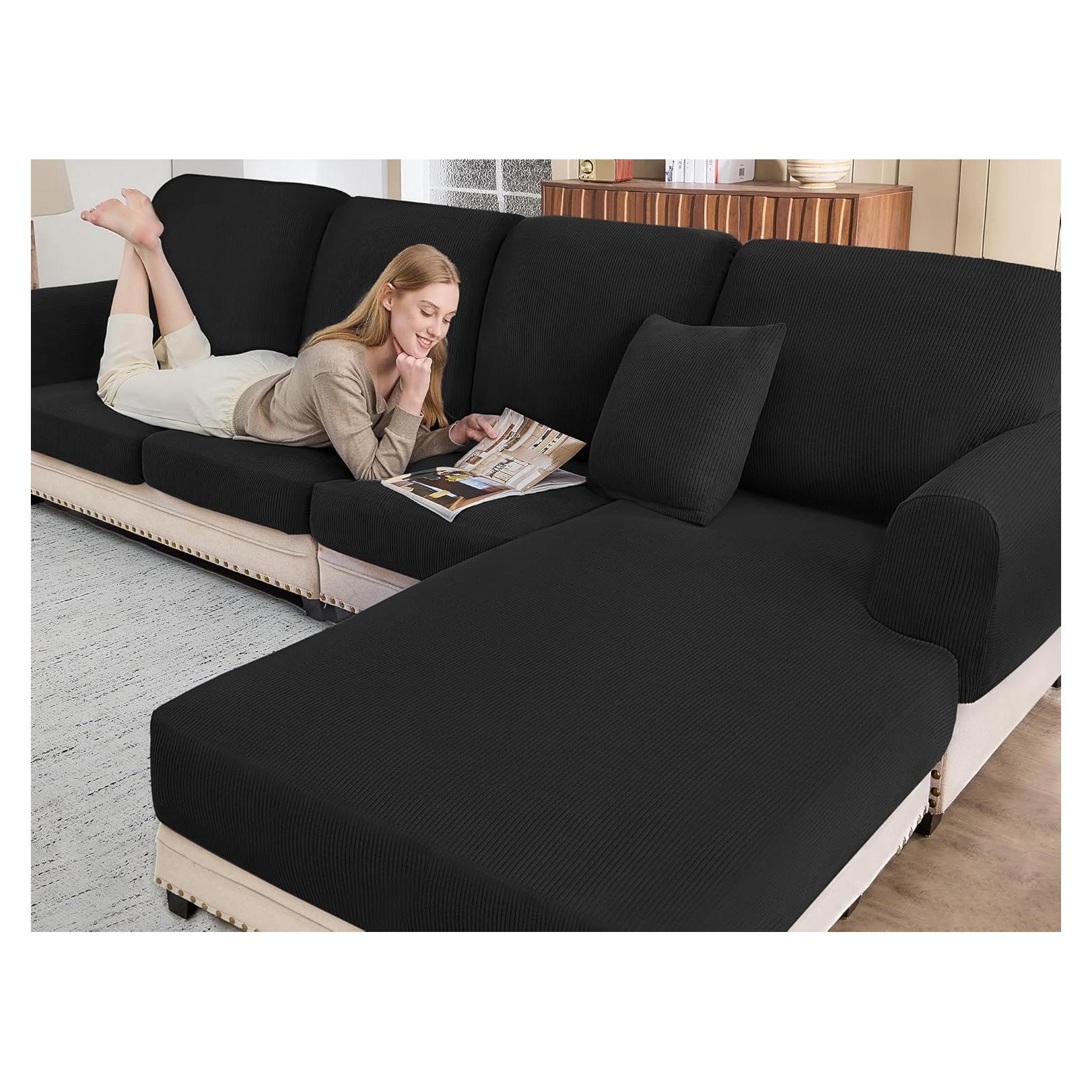 Funda de Sofá Seccional Elástica BT.WA Negra para Asiento